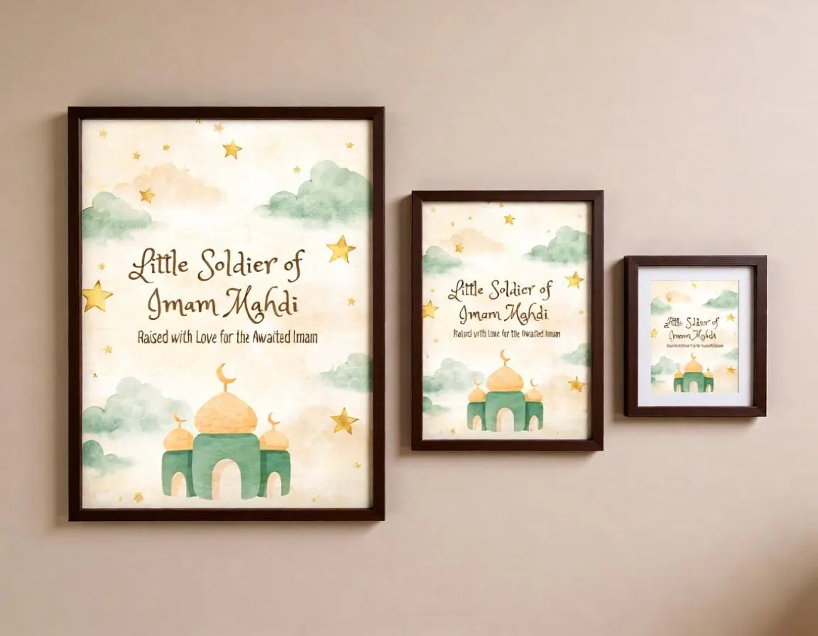 Shia Nursery Art, Watercolor Imam Mahdi Poster for an Islamic Kids Room - image 3
