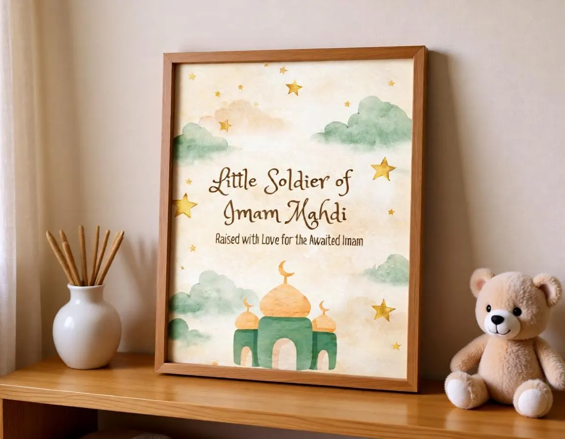 Shia Nursery Art, Watercolor Imam Mahdi Poster for an Islamic Kids Room - image 5