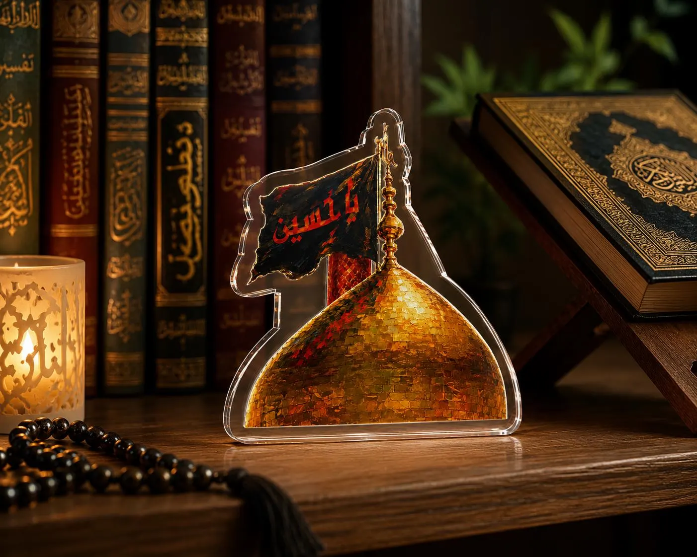 Ya Hussain Display, 5-Inch Acrylic Shrine Ornament with Golden Dome Detail - image 3