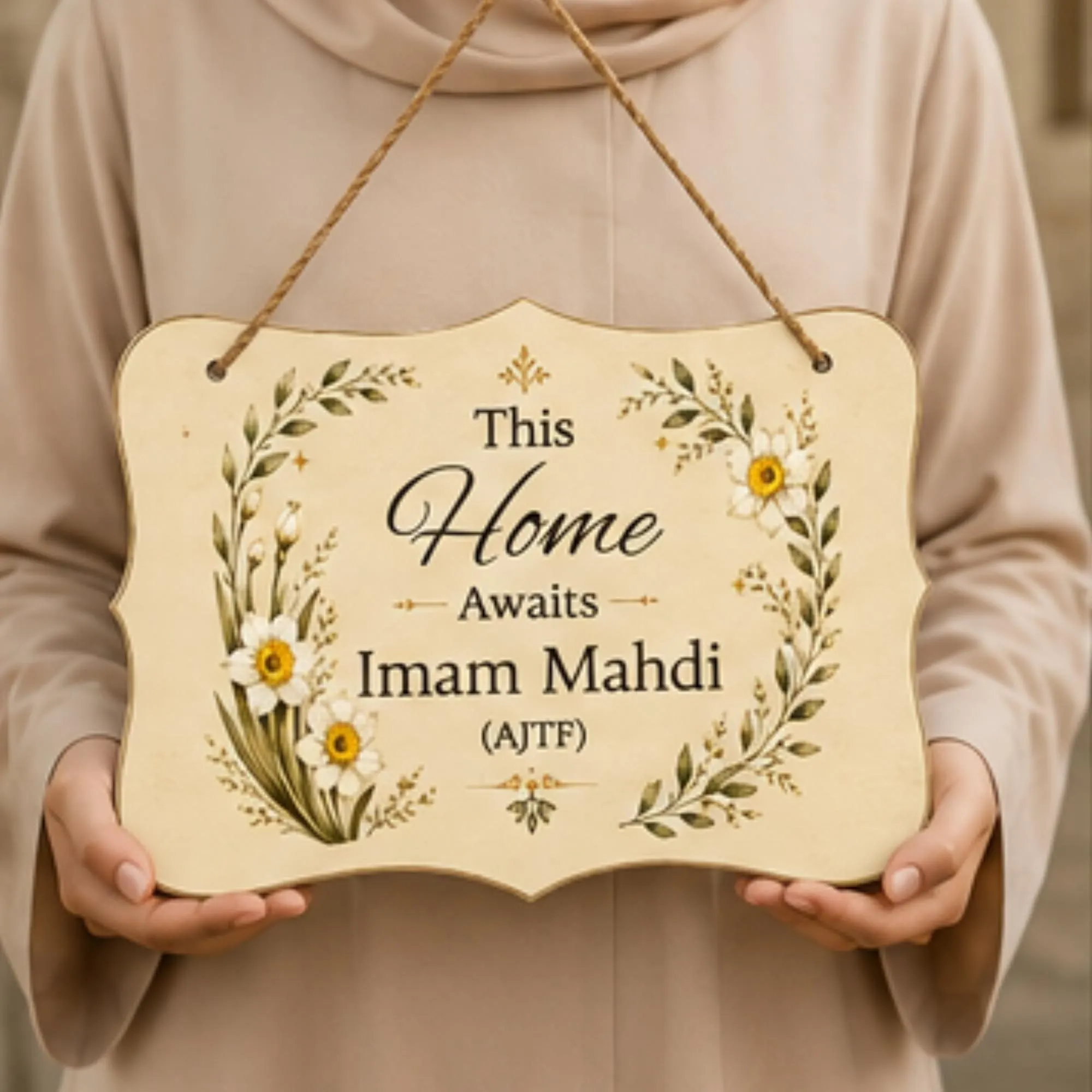 Islamic Hanging Sign, 100% MDF 8 × 12 Inch Imam Mahdi Welcome Plaque - image 5