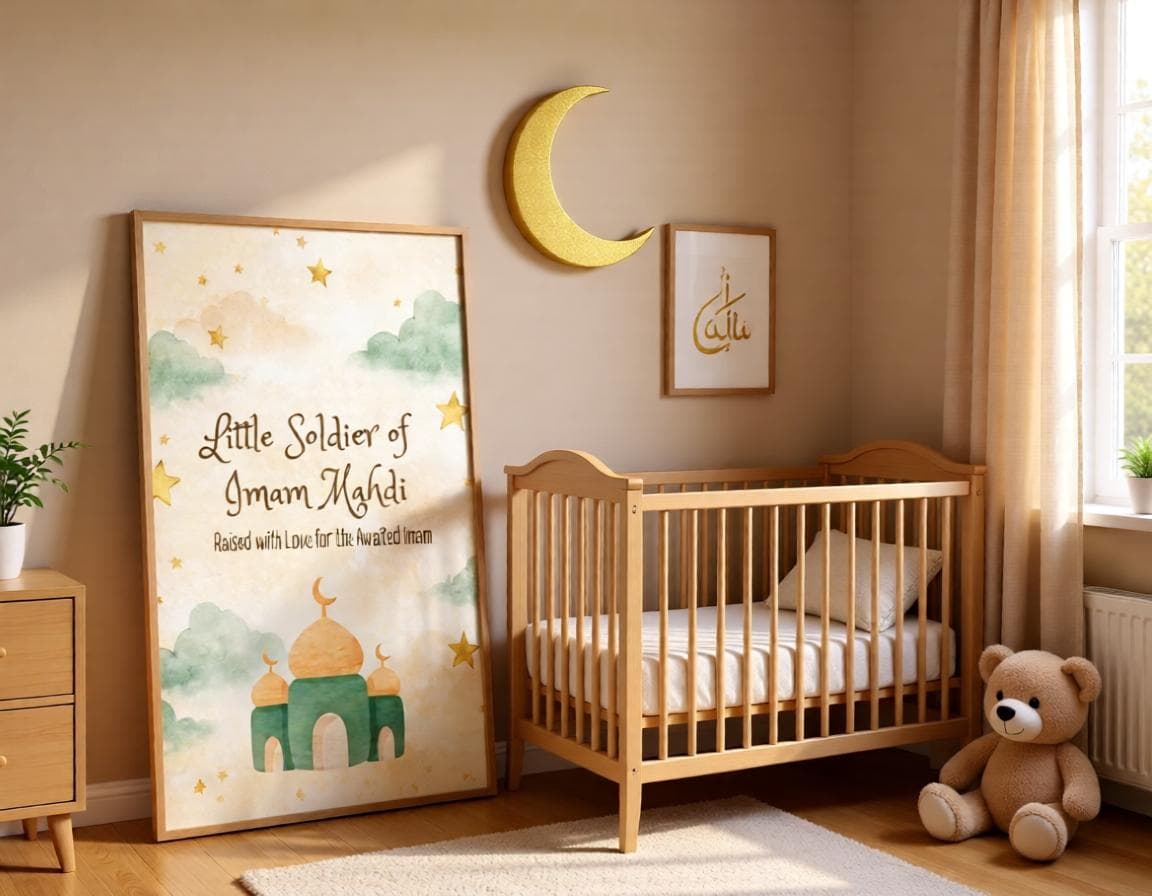 Shia Nursery Art, Watercolor Imam Mahdi Poster for an Islamic Kids Room - image 4