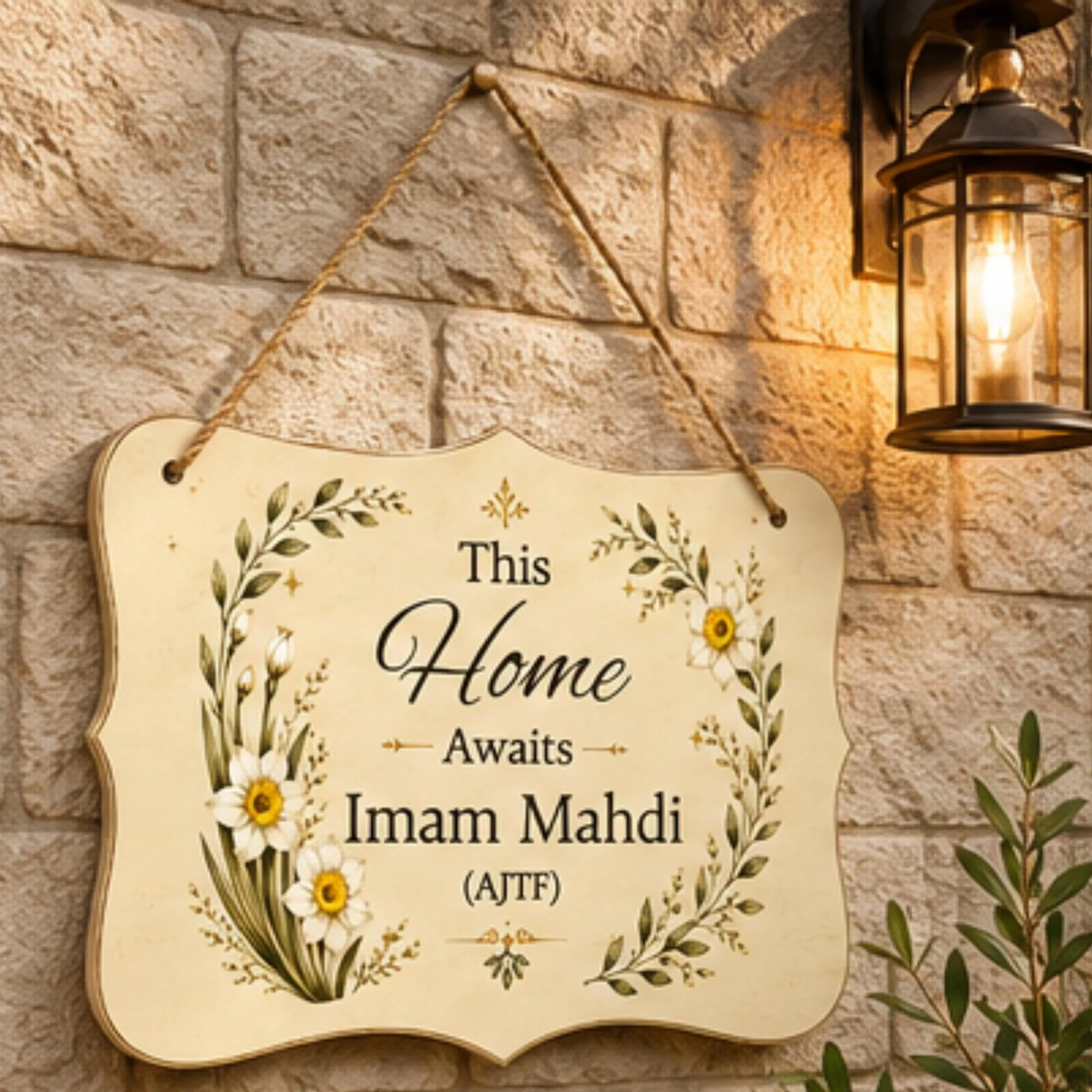 Islamic Hanging Sign, 100% MDF 8 × 12 Inch Imam Mahdi Welcome Plaque - image 2