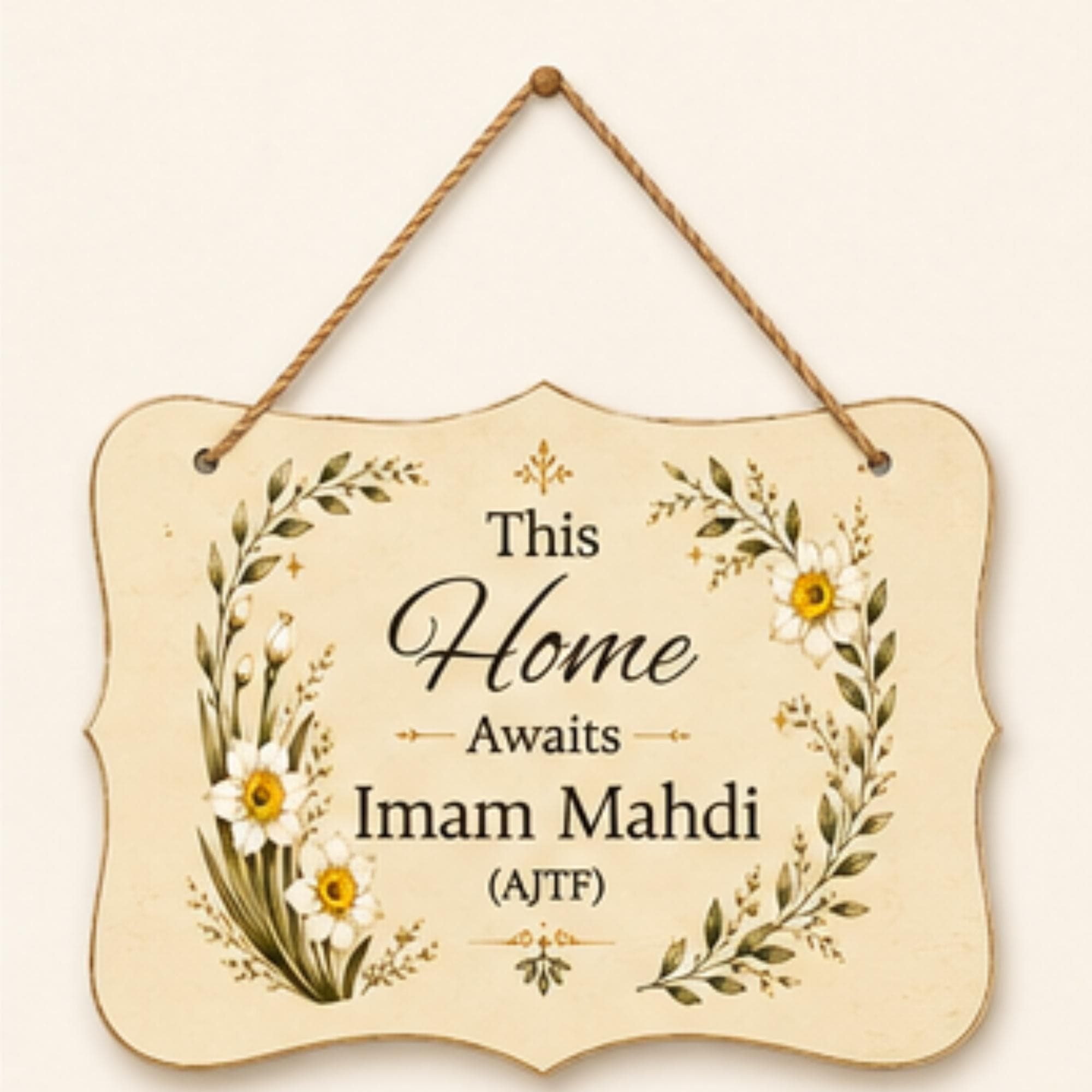 Islamic Hanging Sign, 100% MDF 8 × 12 Inch Imam Mahdi Welcome Plaque - image 3