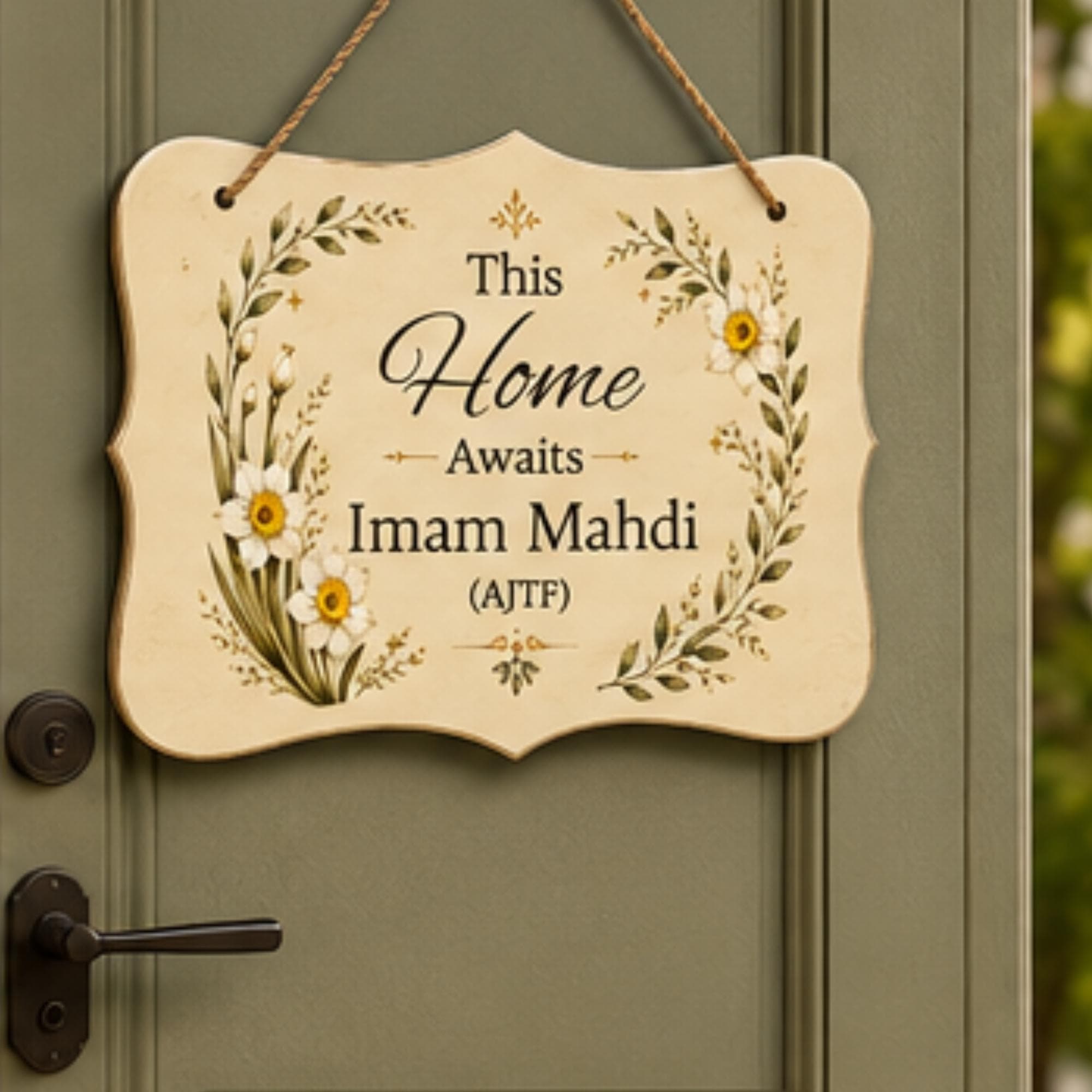 Islamic Hanging Sign, 100% MDF 8 × 12 Inch Imam Mahdi Welcome Plaque - image 4