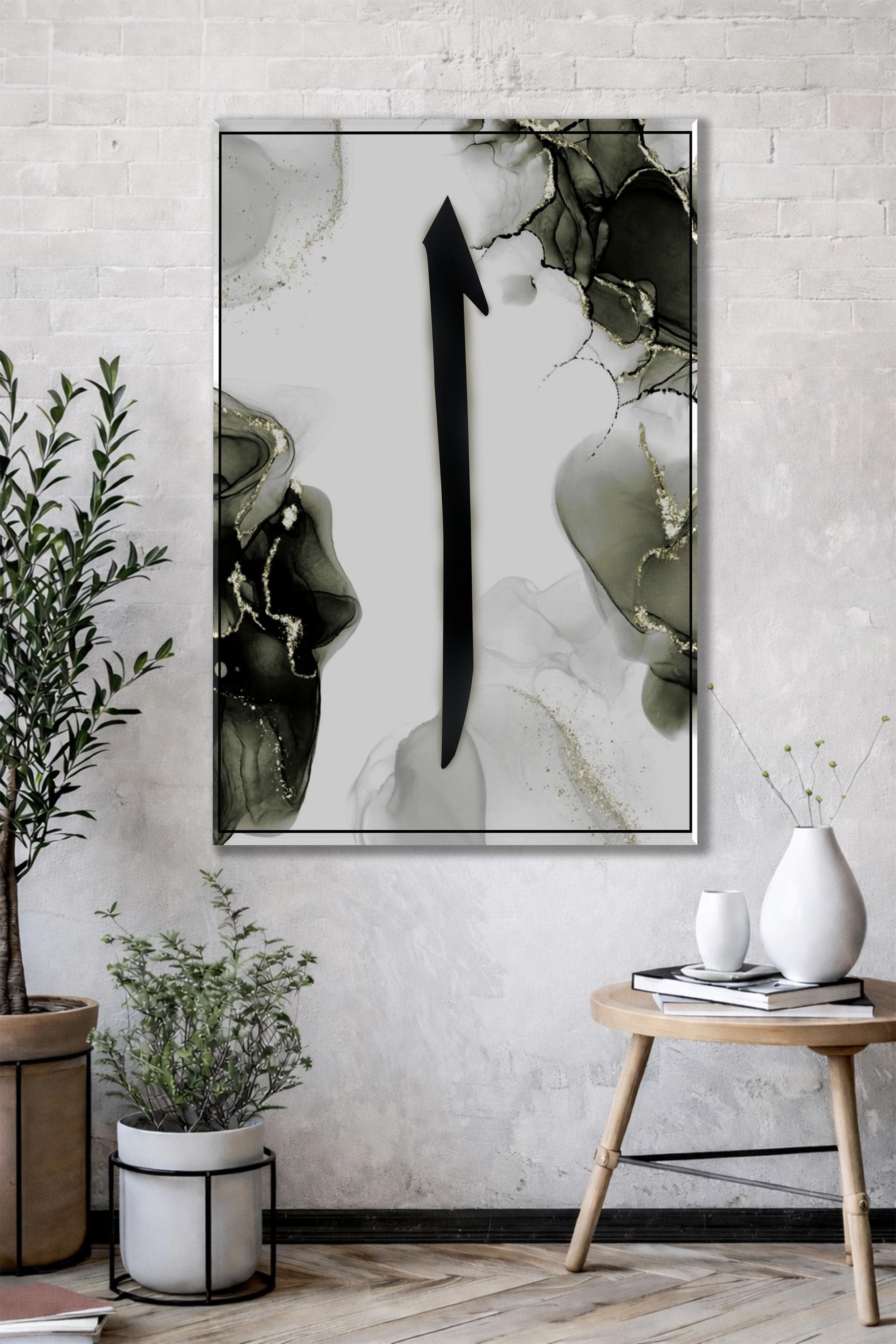 Elif Letter Glass Wall Art, Islamic Minimal Calligraphy Glass Print, Modern Muslim Home Decor - image 3