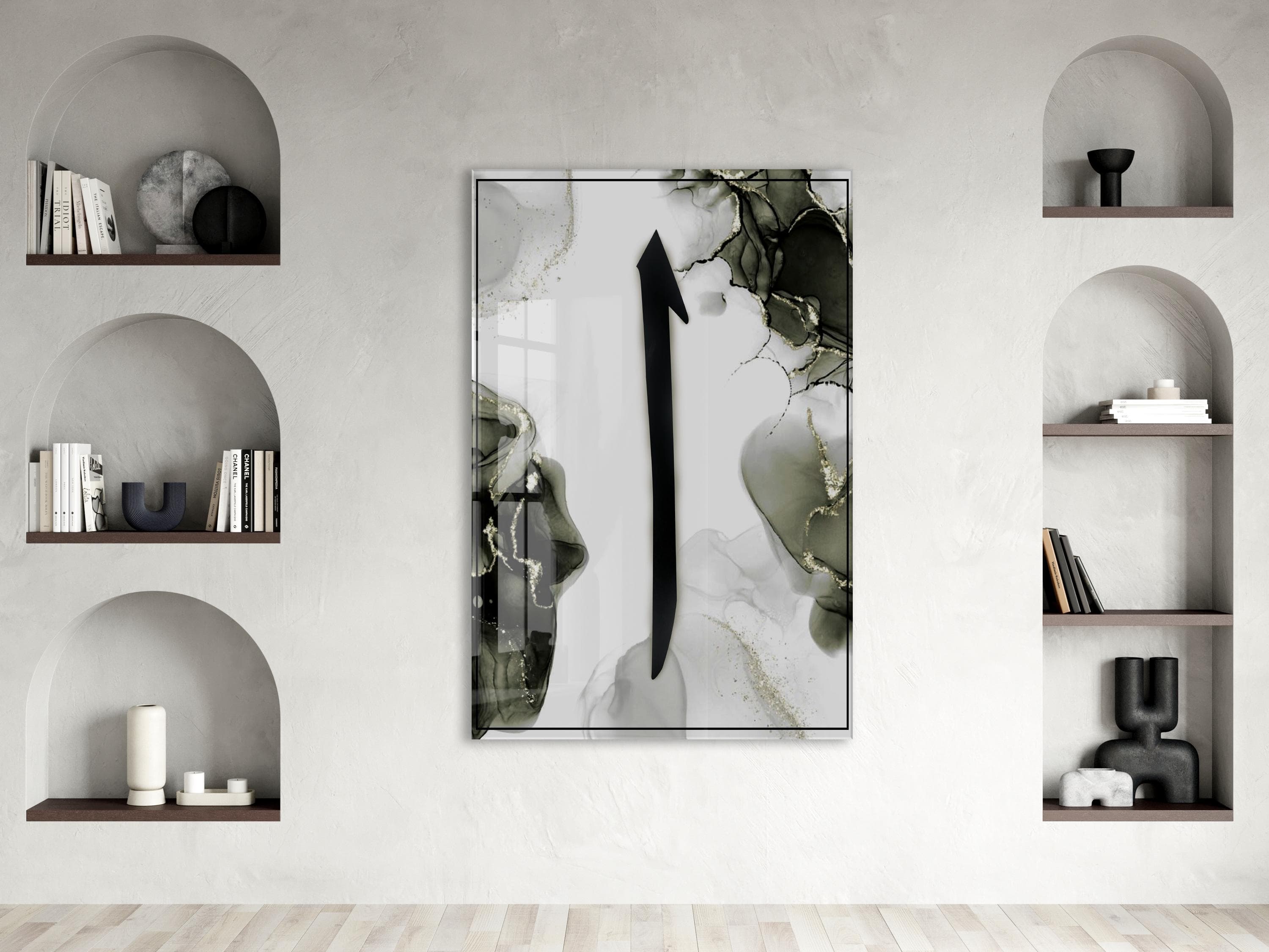Elif Letter Glass Wall Art, Islamic Minimal Calligraphy Glass Print, Modern Muslim Home Decor - image 4