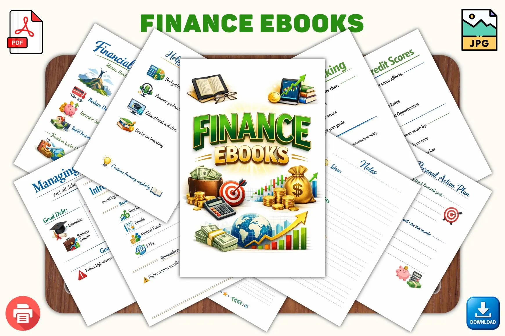 Finance eBook Bundle & Printable Personal Finance Workbook | Budgeting, Saving, Investing and Credit Guide