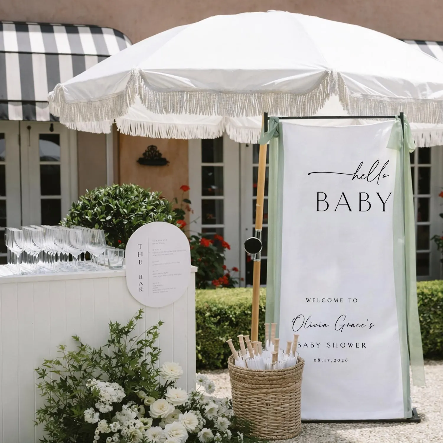 Custom Fabric Baby Shower Welcome Sign, Minimalist Neutral Banner - image 2