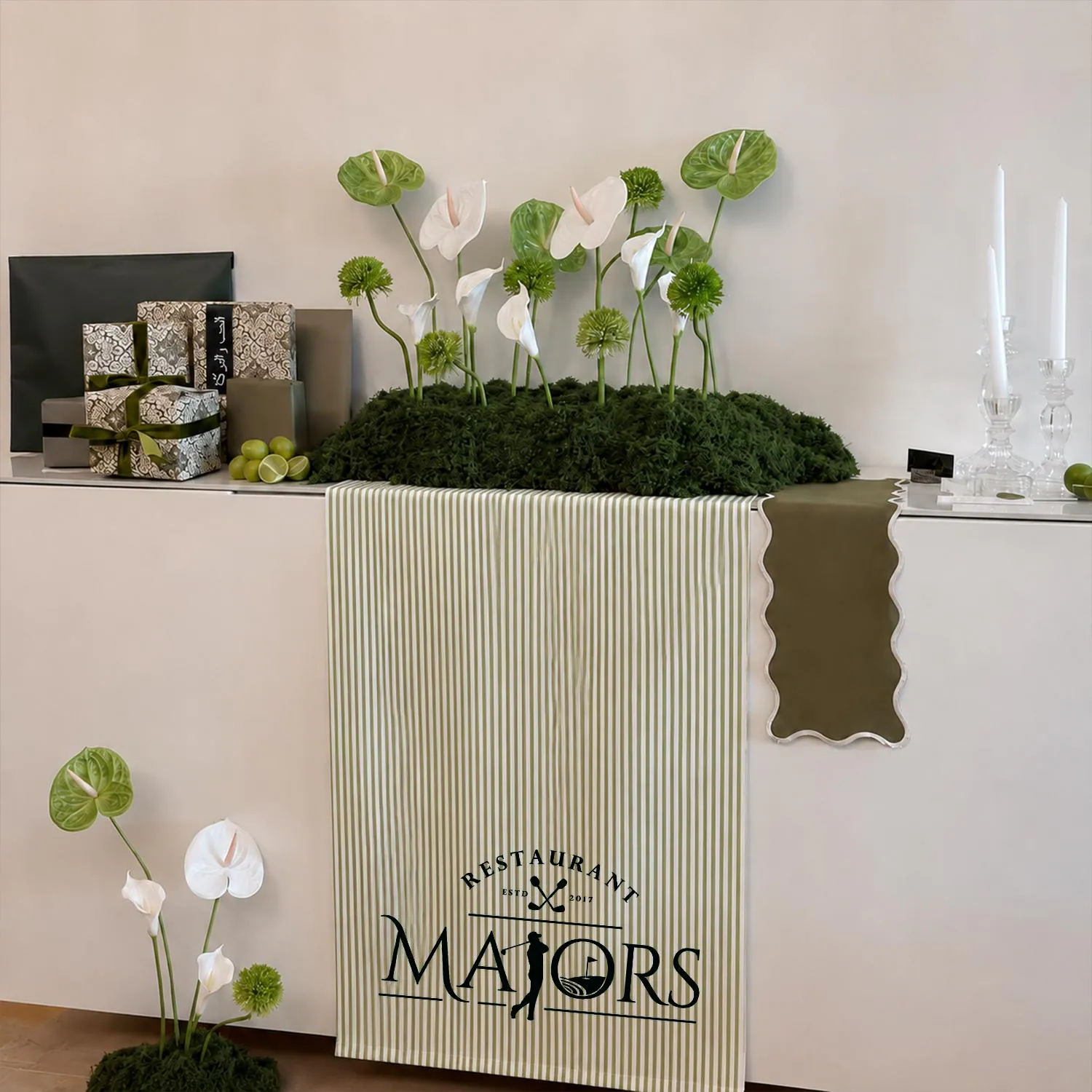 Custom Logo Table Runner, Personalized Bar Sign, Business Branding Decor