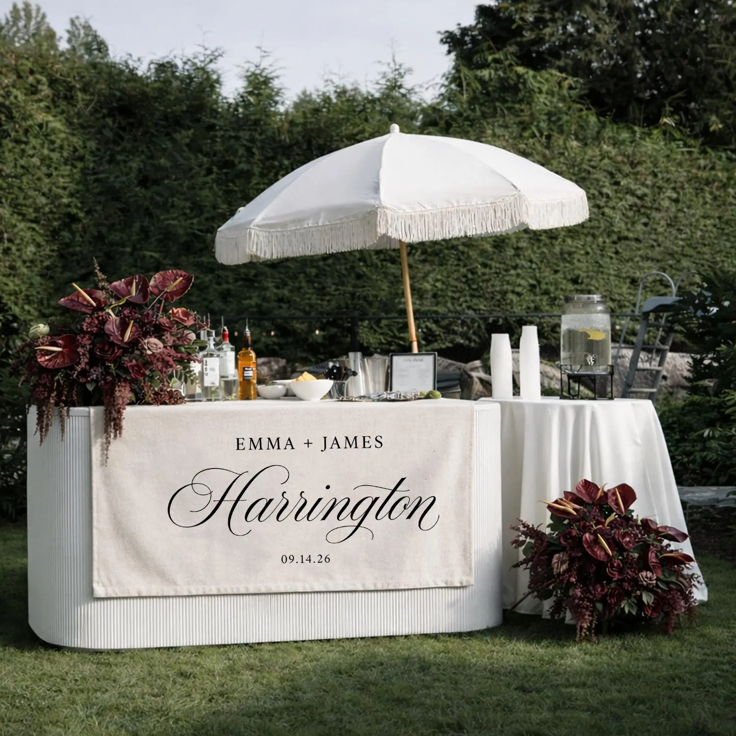 Personalized Wedding Table Runner | Custom Linen Decor, Elegant Floral Event Banner - image 3
