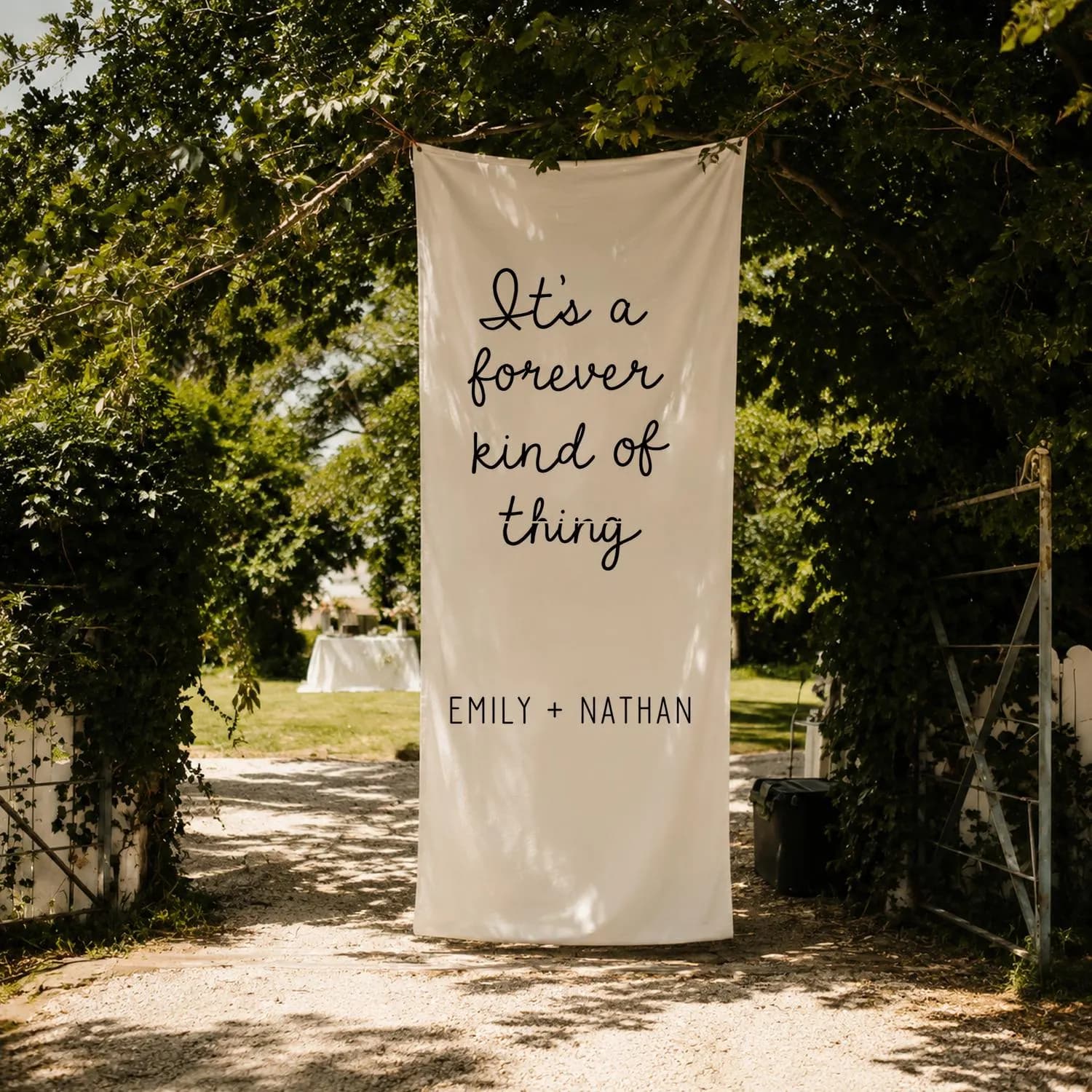 Personalized Wedding Banner, Romantic Backdrop, Cotton Linen Fabric Sign