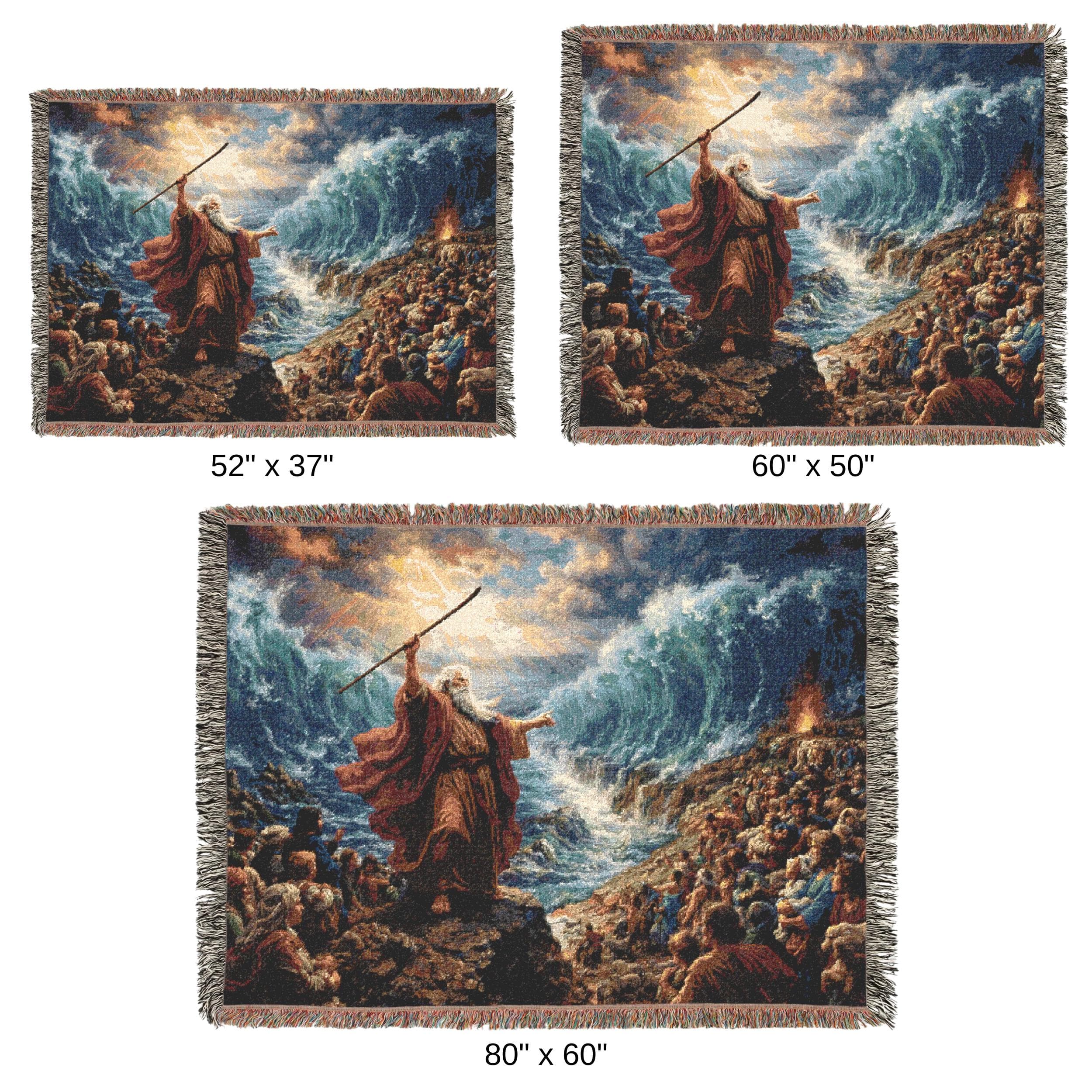Moses Parting the Red Sea Tapestry Wall Hanging Christian Woven Blanket Bible Story Throw Faith Home Wall Decor Religious Wall Art Gift - image 5