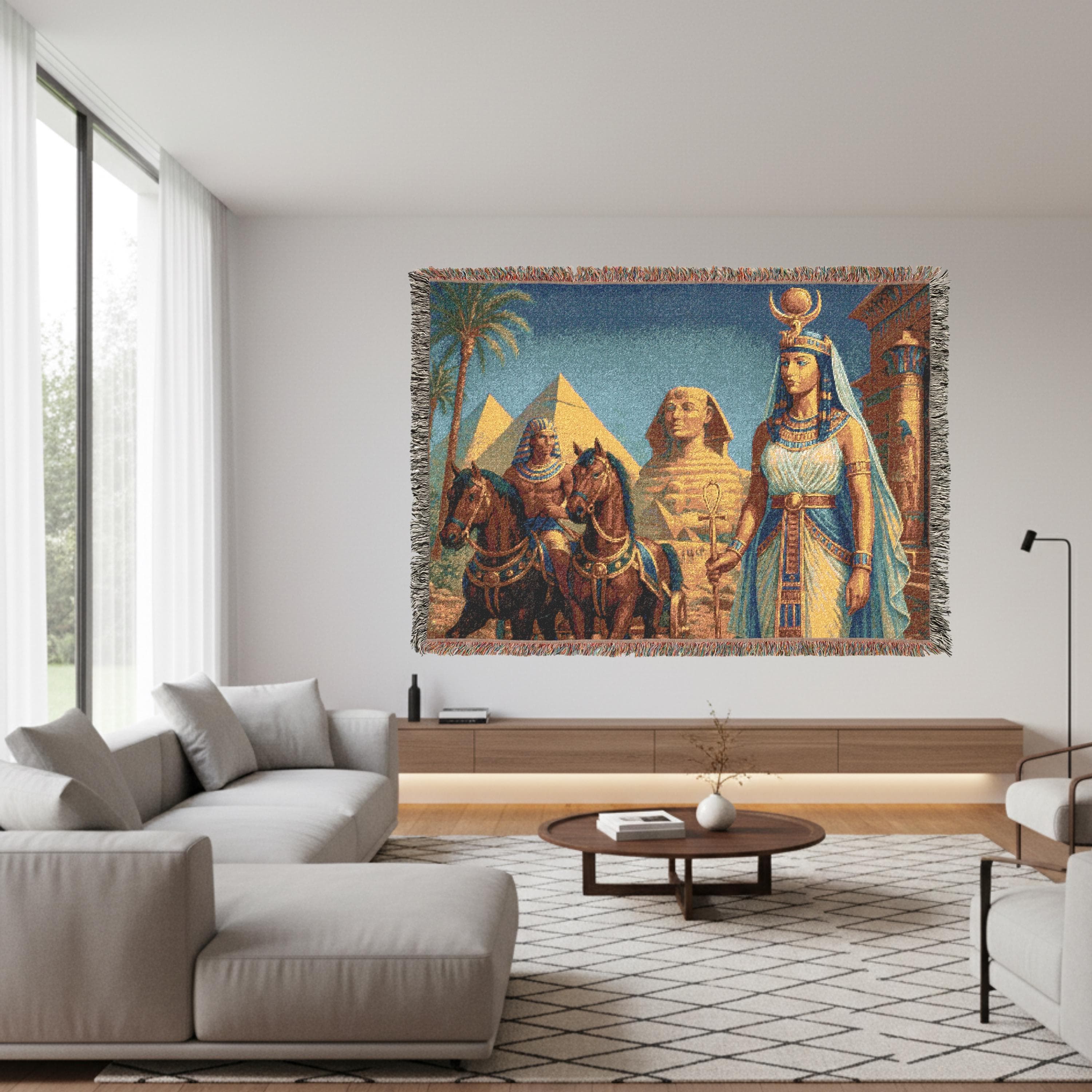 Egyptian Queen Woven Tapestry Wall Hanging Blanket Ancient Pyramid Decor Vintage Woven Throw Home Textile Sofa Blanket Bedroom Decor Gift