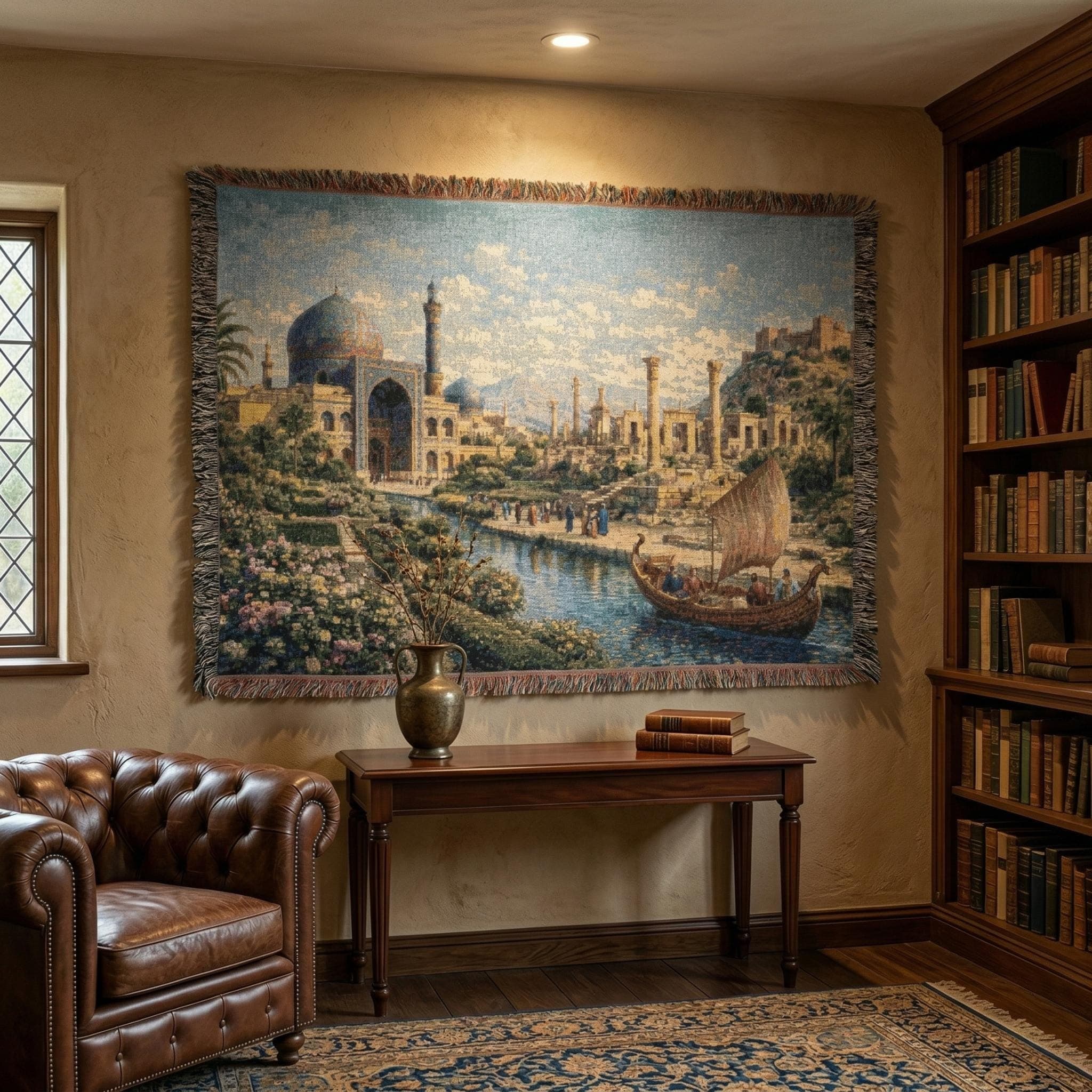 Persian Tapestry Wall Tapestry Islamic Architecture Tapestry Woven Throw Blanket Middle Eastern Wall Art Oriental River City Decor Vintage