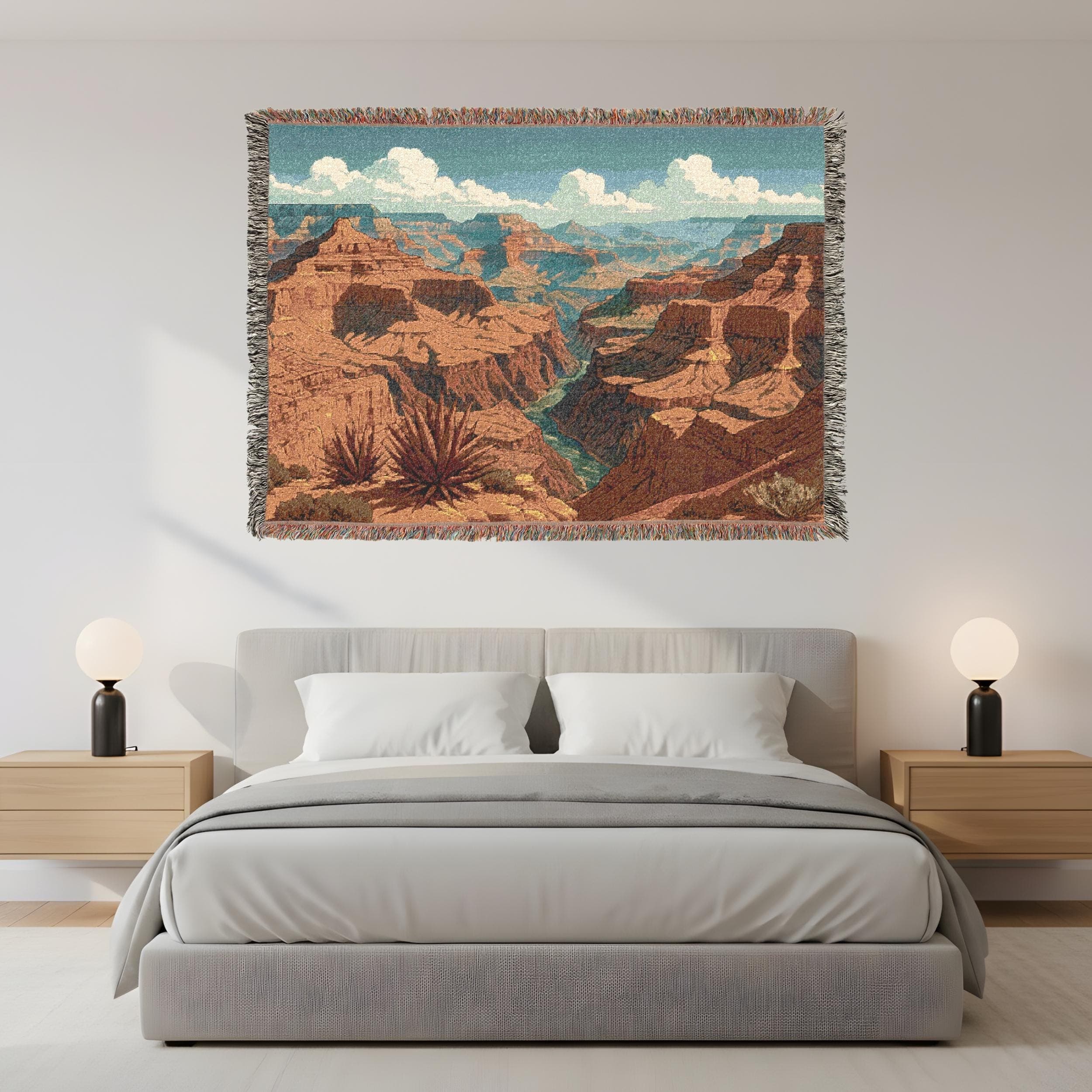 Grand Canyon Woven Tapestry Blanket Western Landscape Modern Wall Tapestry Art Rustic Woven Blanket Throw Wall Hanging Large Wall Decor