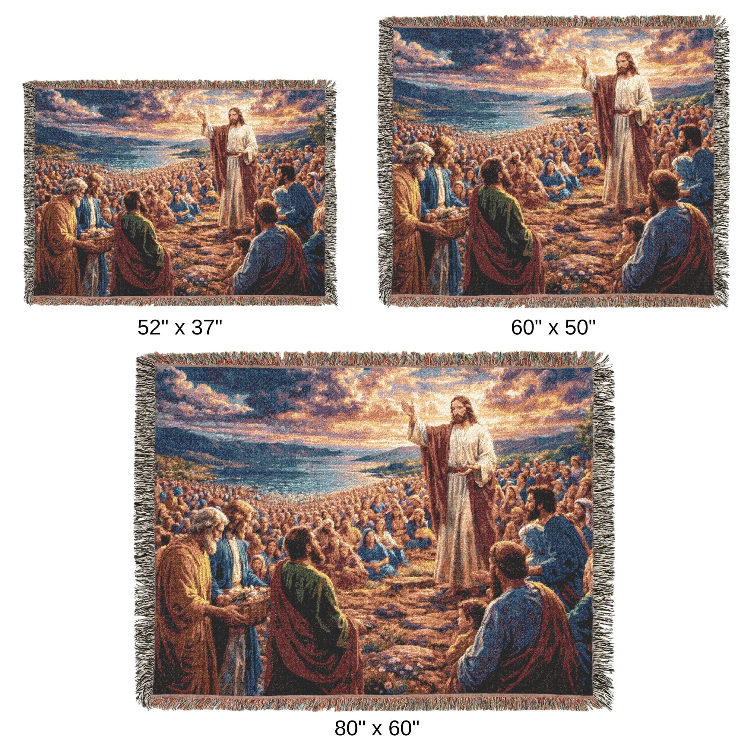 Jesus Feeding Multitude Tapestry Wall Hanging Christian Wall Decor Bible Scene Woven Throw Blanket Religious Home Wall Art Faith Gift Idea - image 5