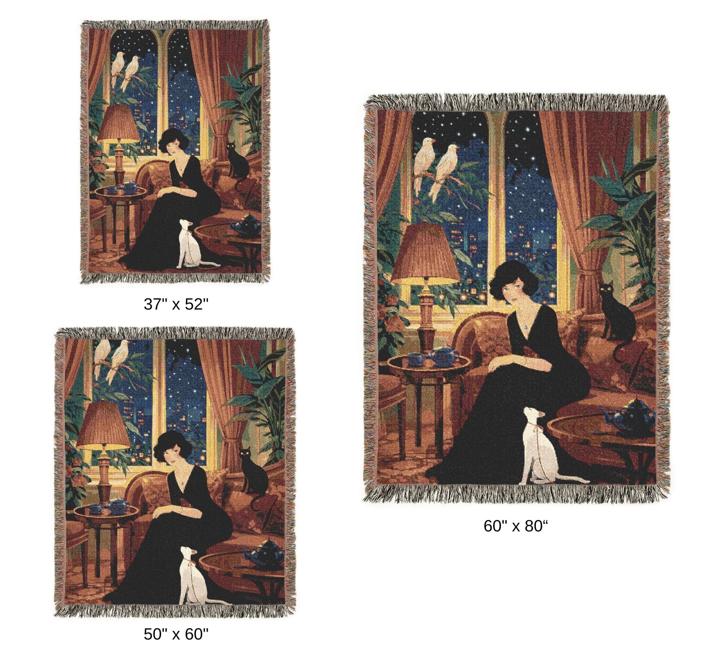 Vintage Lady Tapestry Wall Hanging Moody Paris Apartment Decor Woven Throw Blanket Old Money Aesthetic Dark Academia Wall Art Cat Lover Gift - image 5