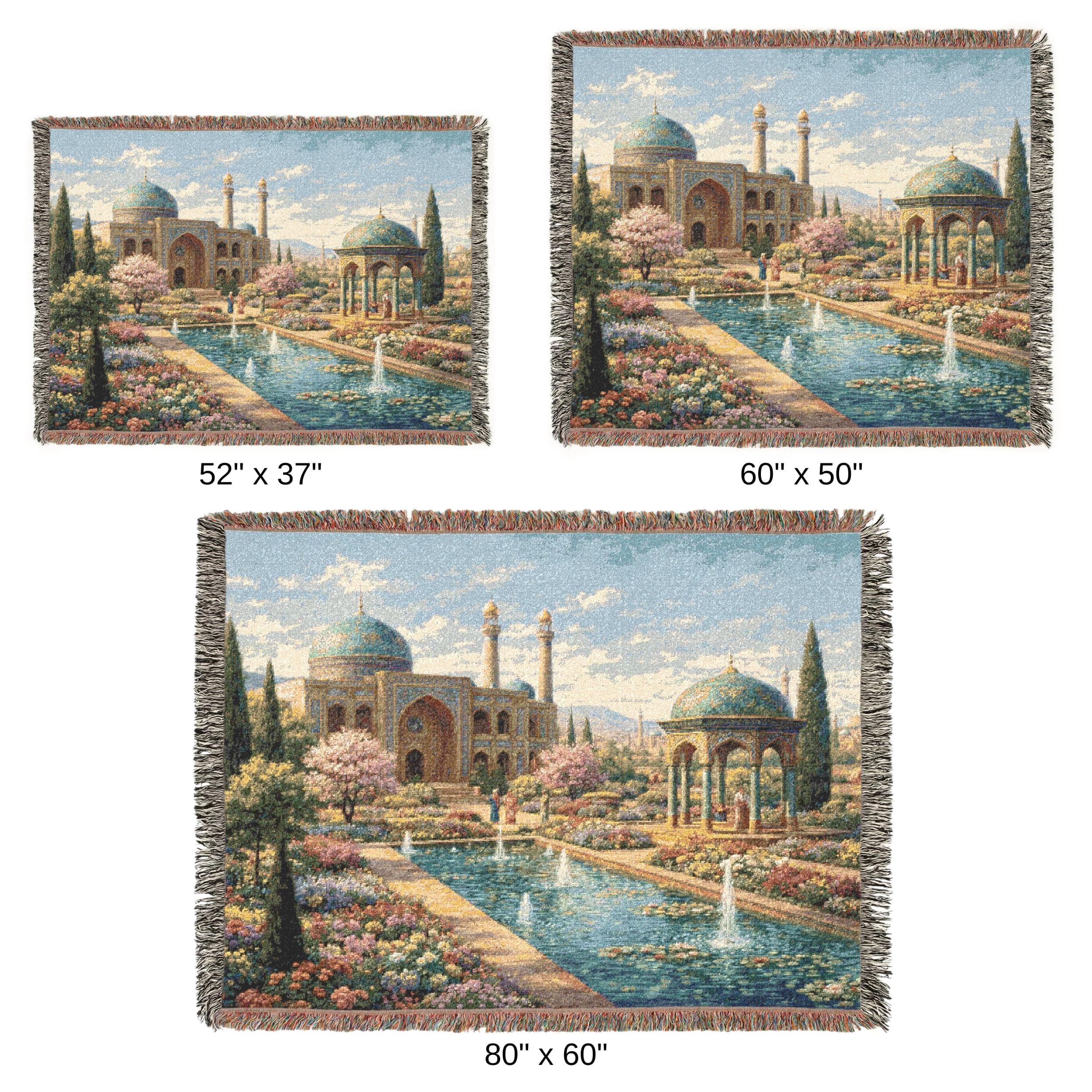 Persian Garden Tapestry Wall Hanging Islamic Architecture Wall Art Floral Courtyard Decor Woven Throw Blanket Middle Eastern Old World Decor - image 5