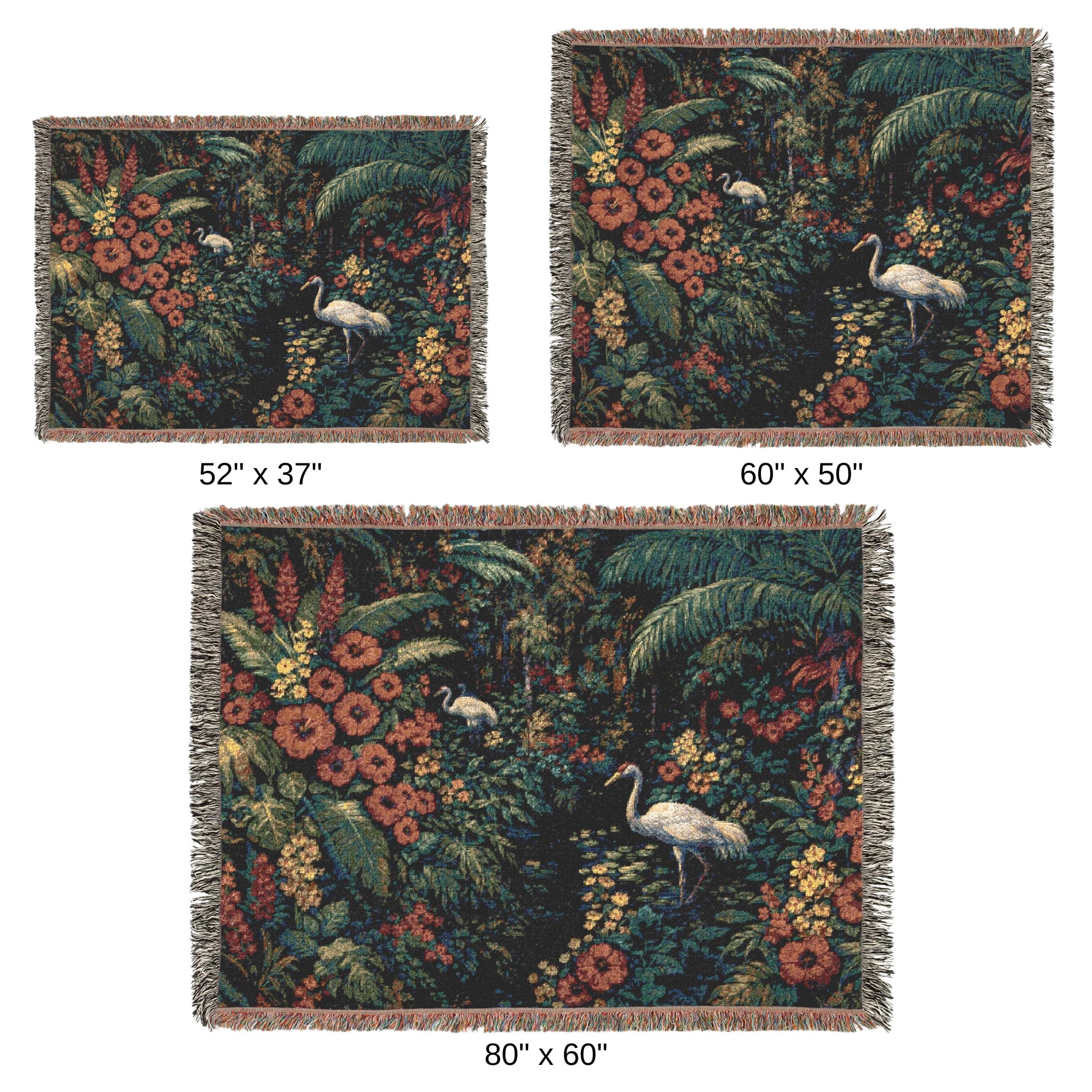 Tropical Crane Tapestry Wall Hanging Jungle Floral Woven Throw Blanket Maximalist Botanical Decor Moody Bird Wall Art Exotic Garden Gift - image 5
