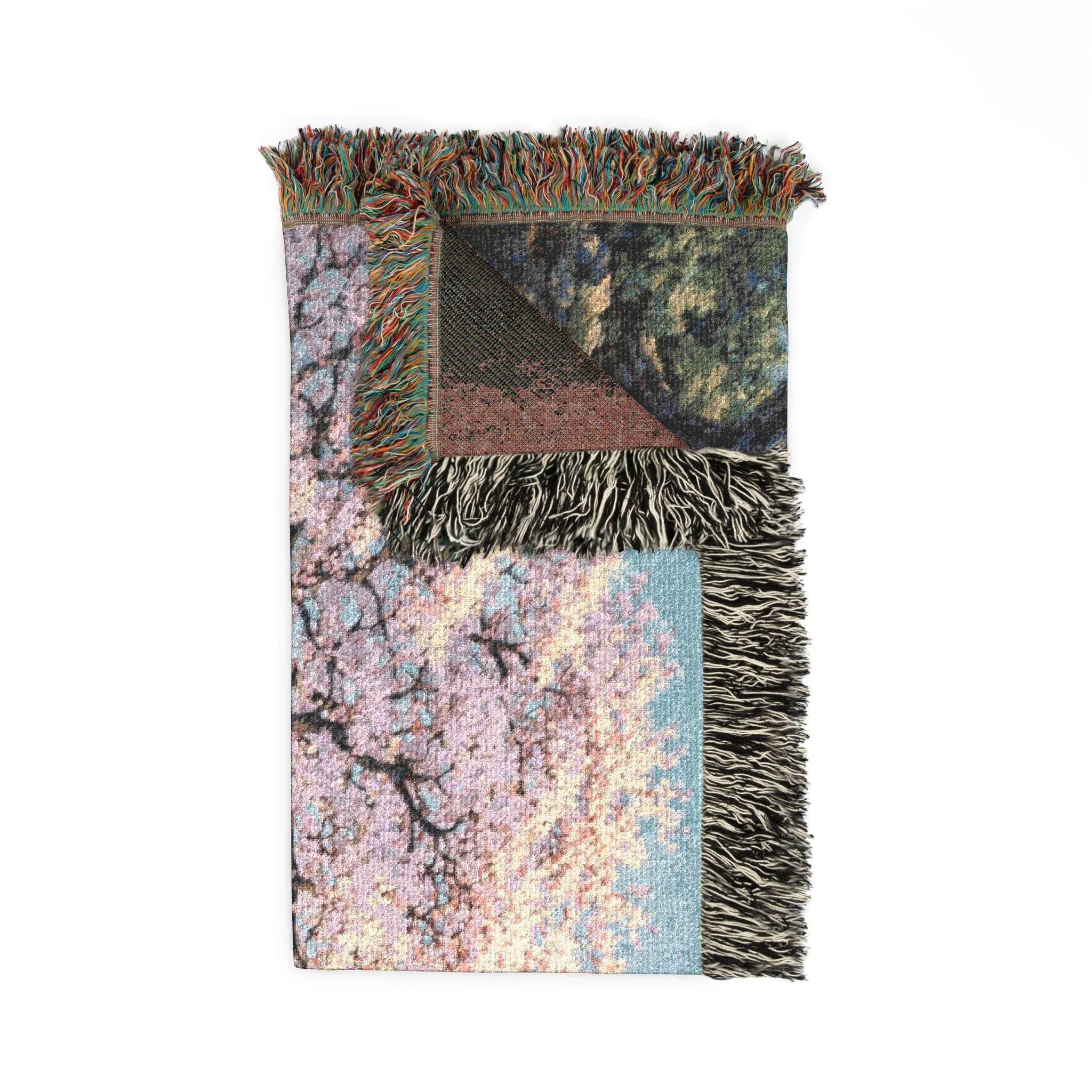 Cherry Blossom Tapestry Wall Hanging Asian Landscape Wall Art Traditional Lake Palace Decor Scenic Spring Woven Throw Blanket Home Decor - image 5