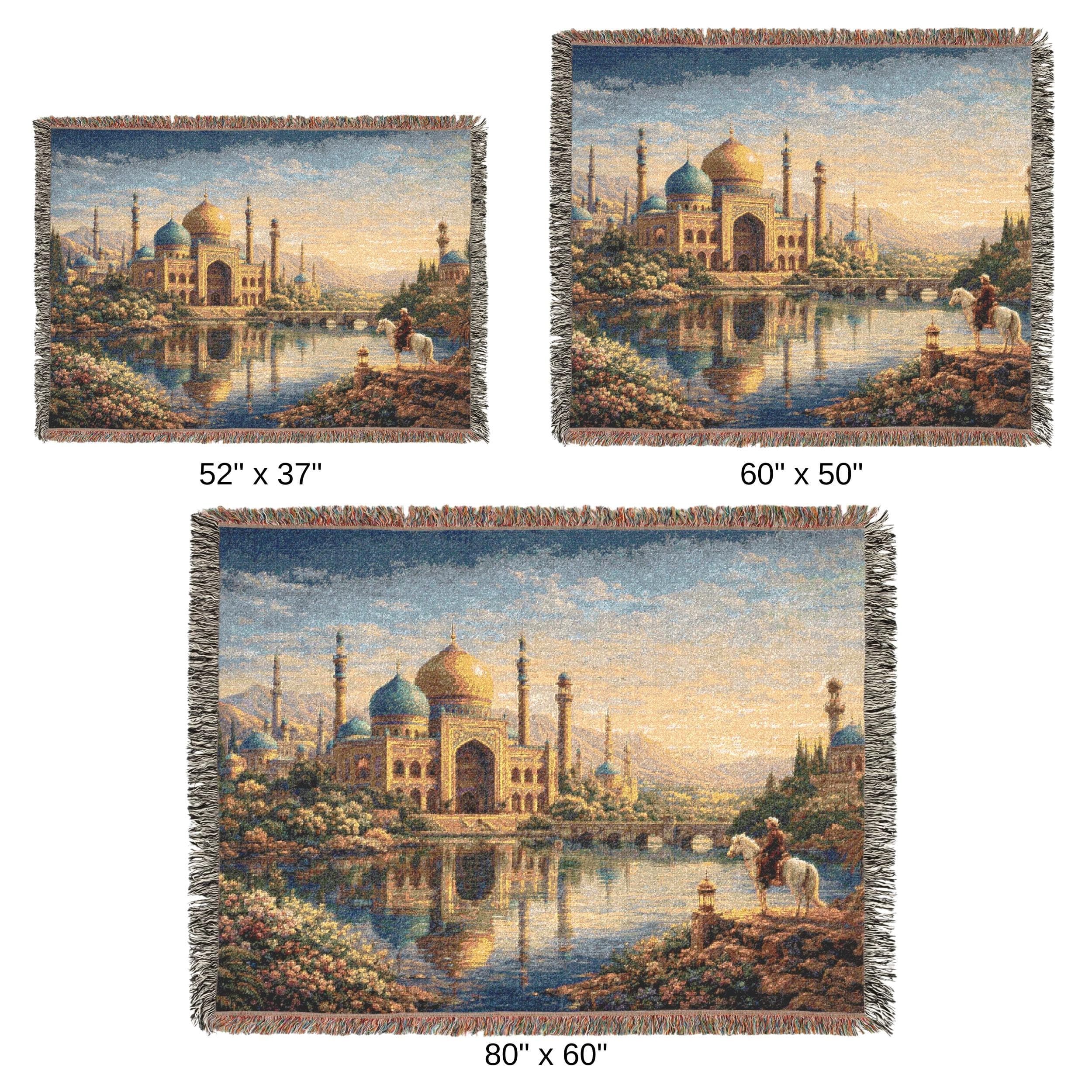 Persian Palace Tapestry Wall Hanging Sunset Lake Landscape Woven Throw Blanket Moorish Middle Eastern Wall Art Maximalist Bedroom Decor Gift - image 5