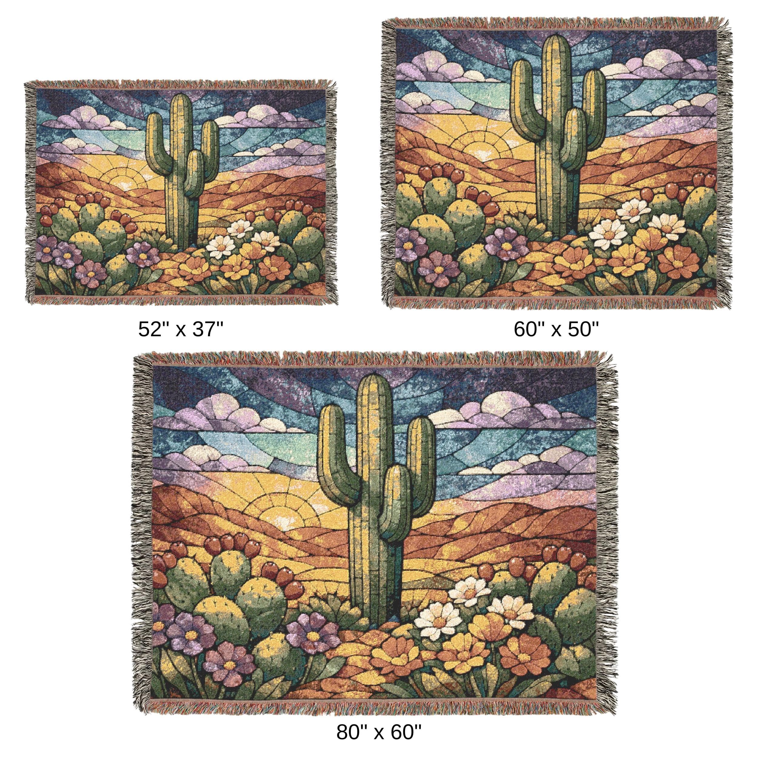 Southwestern Cactus Tapestry Wall Art Desert Wall Hanging Woven Throw Blanket Saguaro Decor Desert Floral Boho Arizona Decor Western Home - image 5