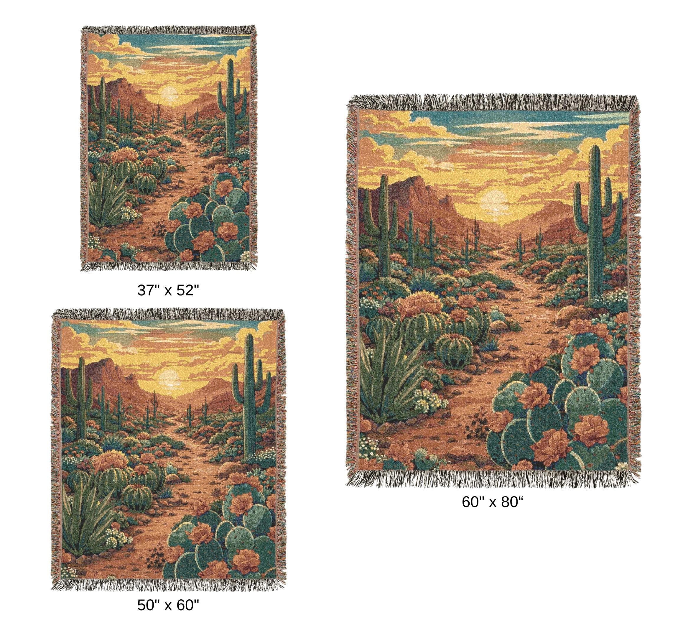 Desert Sunset Tapestry Wall Hanging Cactus Landscape Woven Throw Blanket Southwest Boho Wall Decor Arizona Western Wall Art Rustic Home Gift - image 5