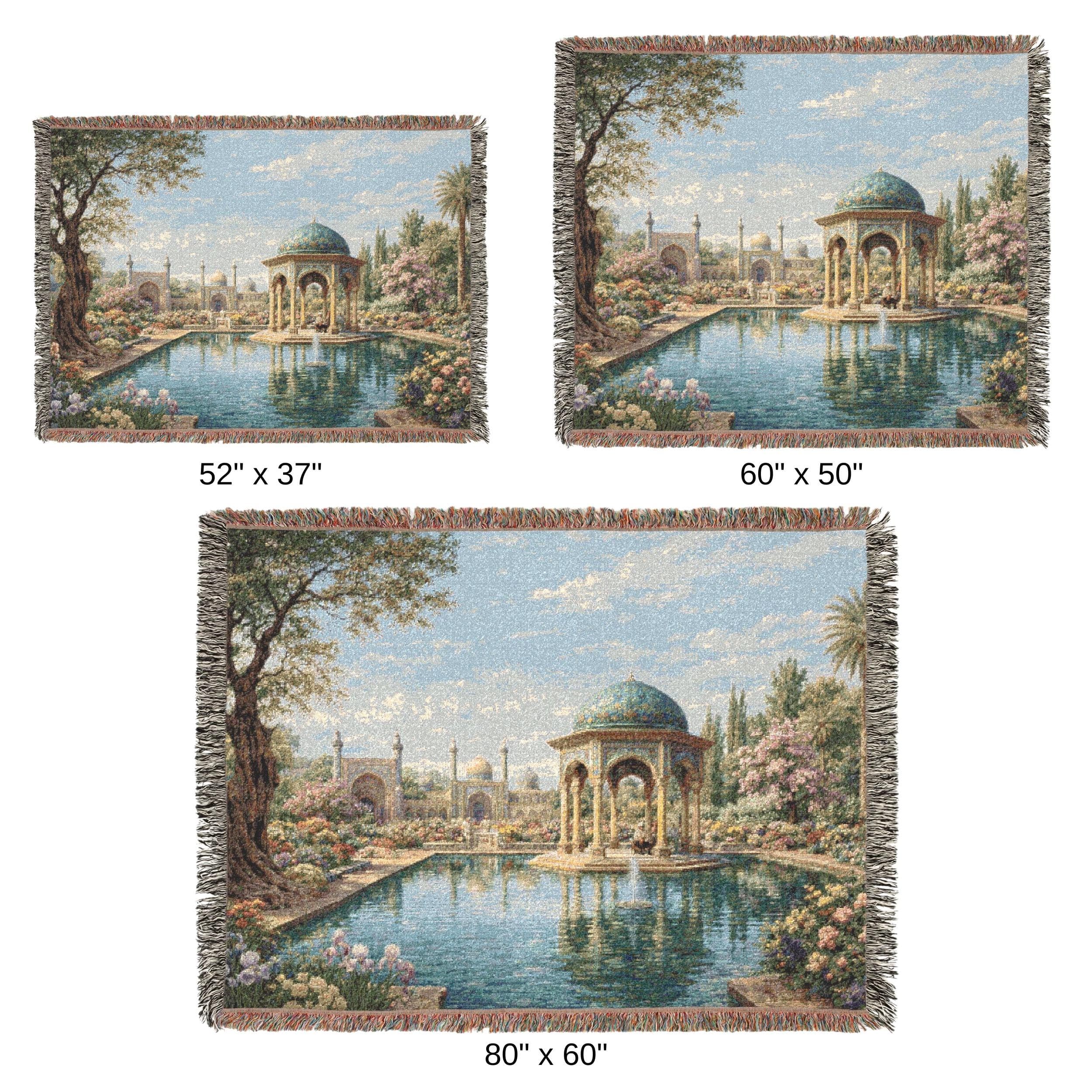 Persian Garden Tapestry Wall Art Woven Throw Blanket Islamic Courtyard Decor Peacock Pool Landscape Wall Hanging Floral Palace Vintage Theme - image 5
