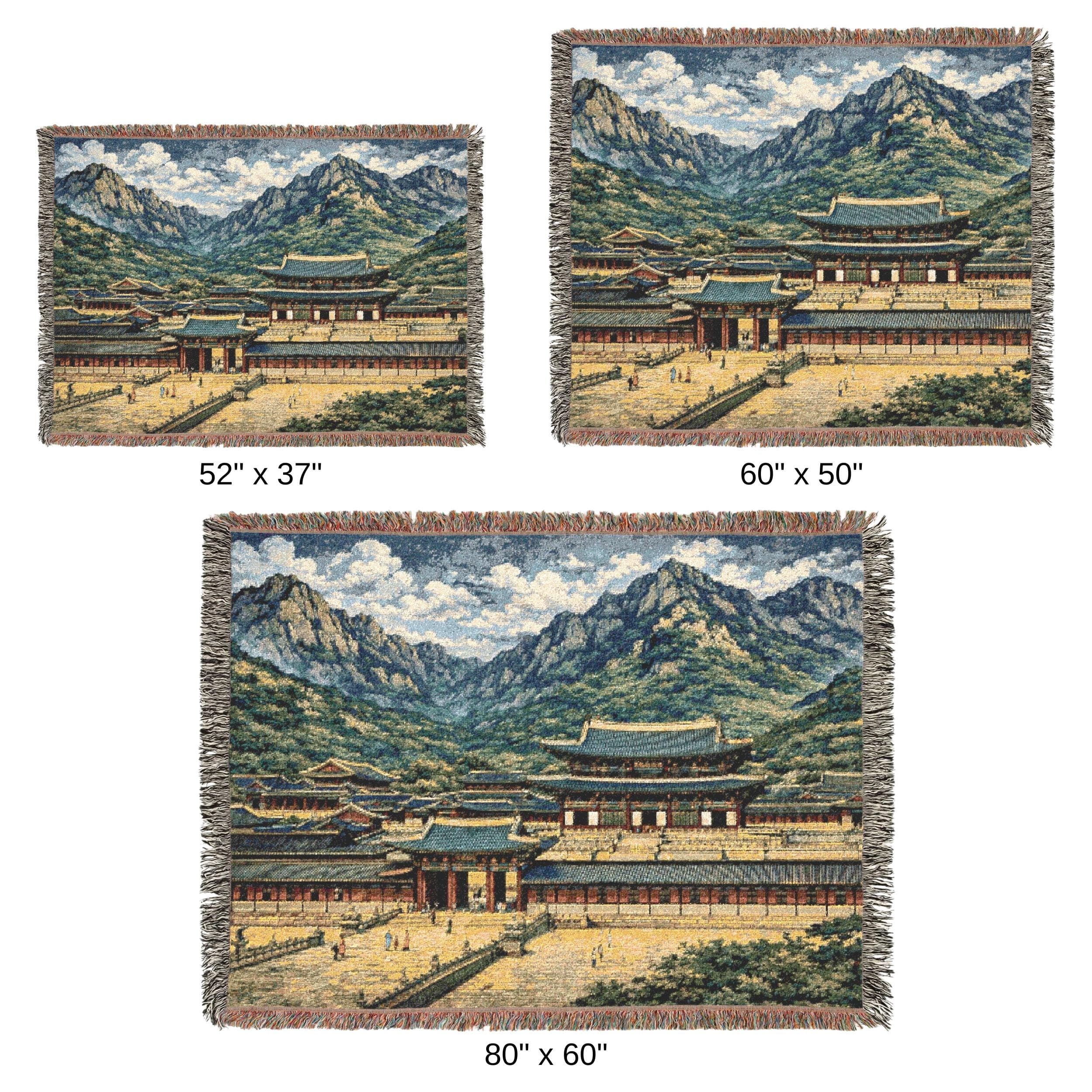 Korean Palace Tapestry Wall Hanging Woven Blanket Gyeongbokgung Mountain Landscape Wall Decor, Seoul Korea Travel Gift, Classic Wall Art - image 5