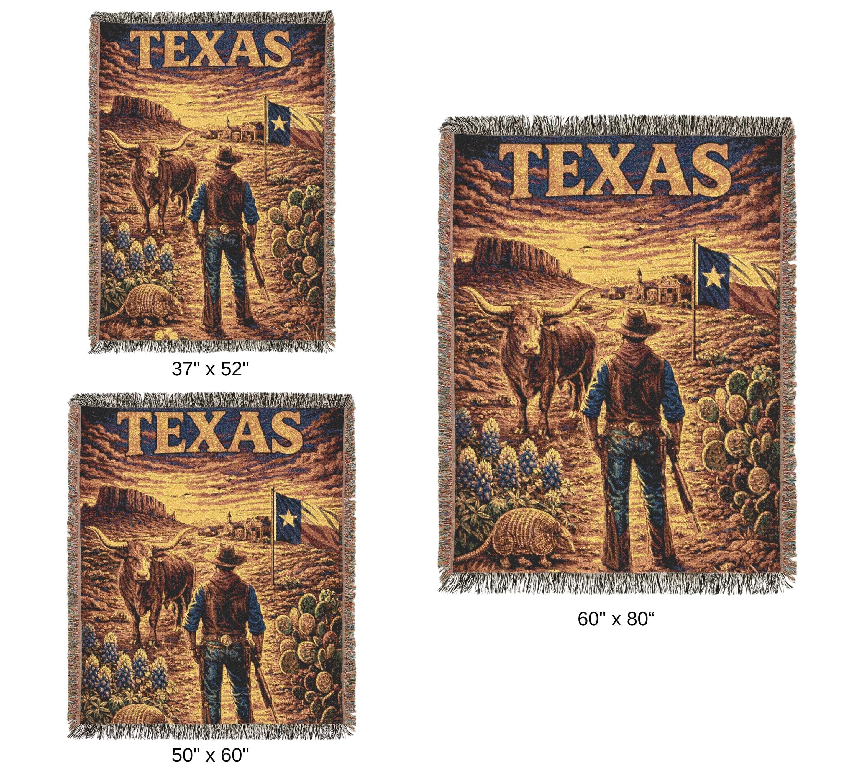 Texas Tapestry Wall Hanging Western Cowboy Longhorn Woven Throw Blanket Rustic Ranch Decor Vintage Desert Landscape Classic Wall Tapestry - image 5