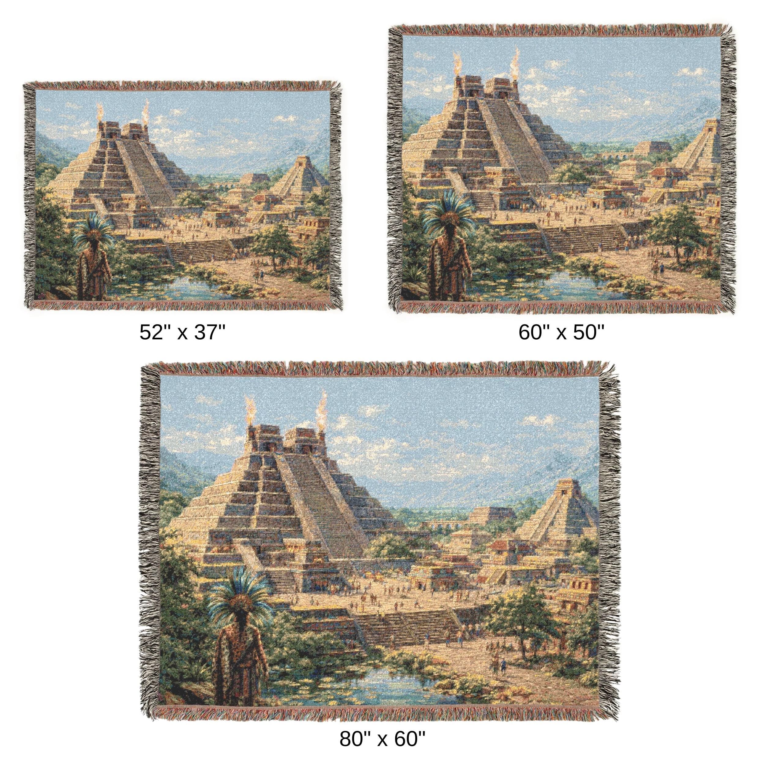 Aztec Mayan Pyramid Tapestry Wall Hanging Ancient Civilization Wall Art Woven Throw Blanket Jungle Temple City Decor Ancient Ruins Home Gift - image 5