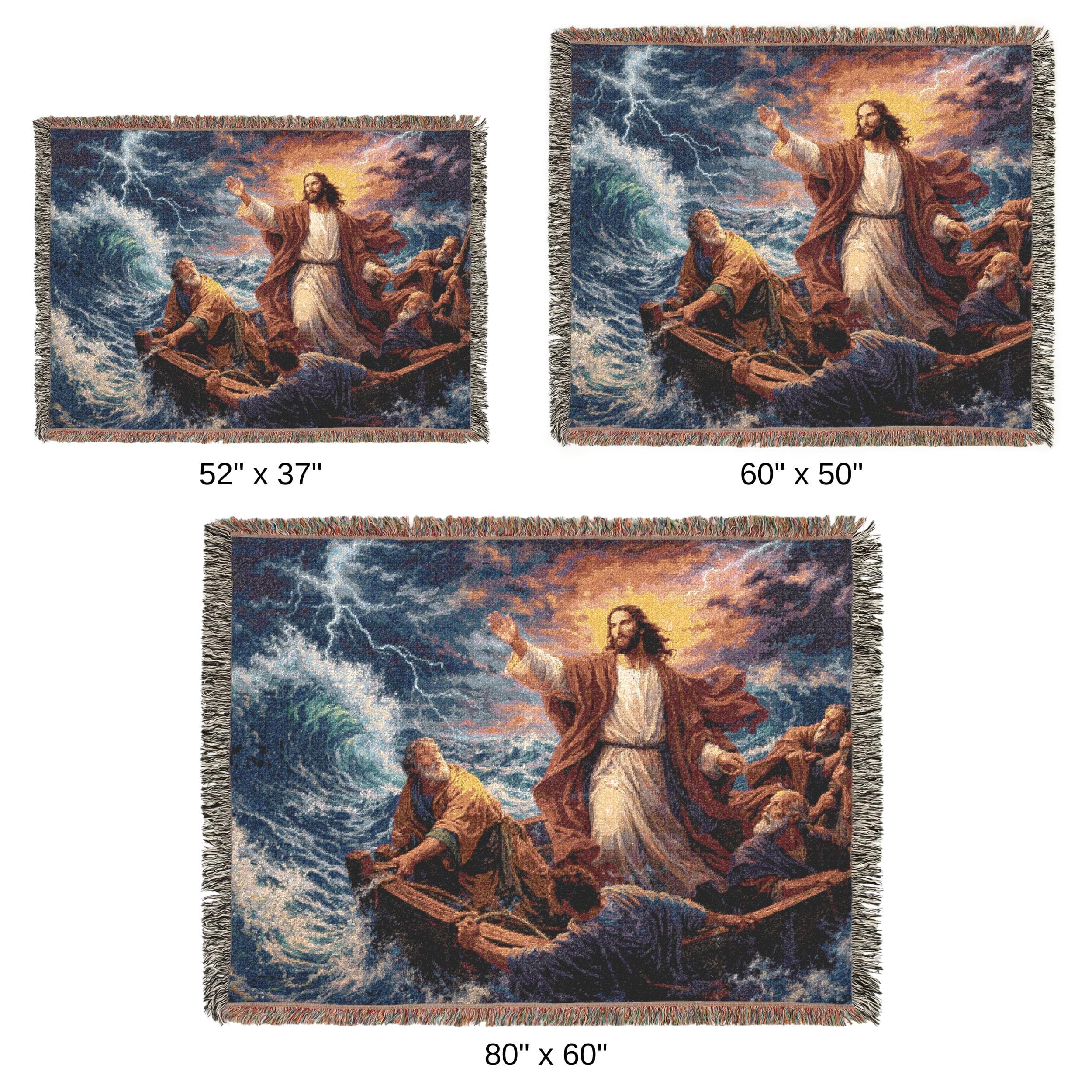 Jesus Calming the Storm Tapestry Christian Wall Hanging  Woven Throw Blanket Biblical Ocean Scene Wall Art Religious Decor Faith Home Gift - image 5