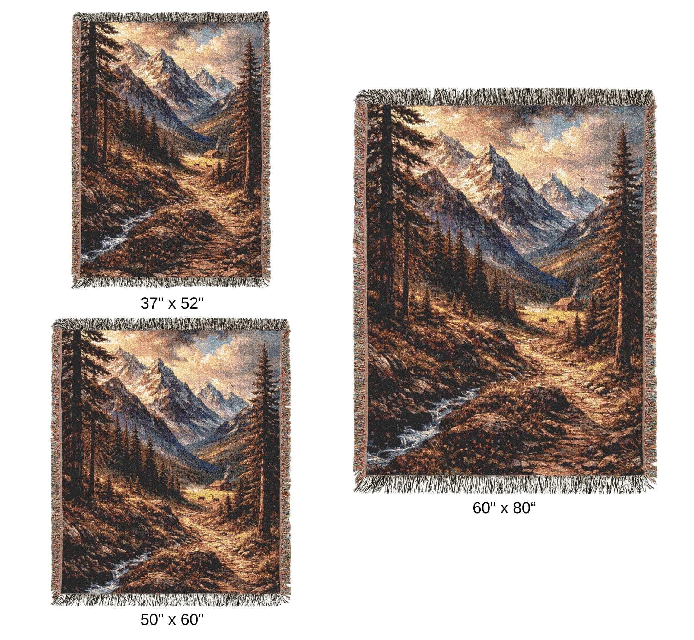 Mountain Landscape Woven Tapestry Wall Hanging, Woven Throw Blanket, Rustic Cabin Lodge Decor, Alpine Trail Hiking Gift, Large Wall Tapestry - image 5