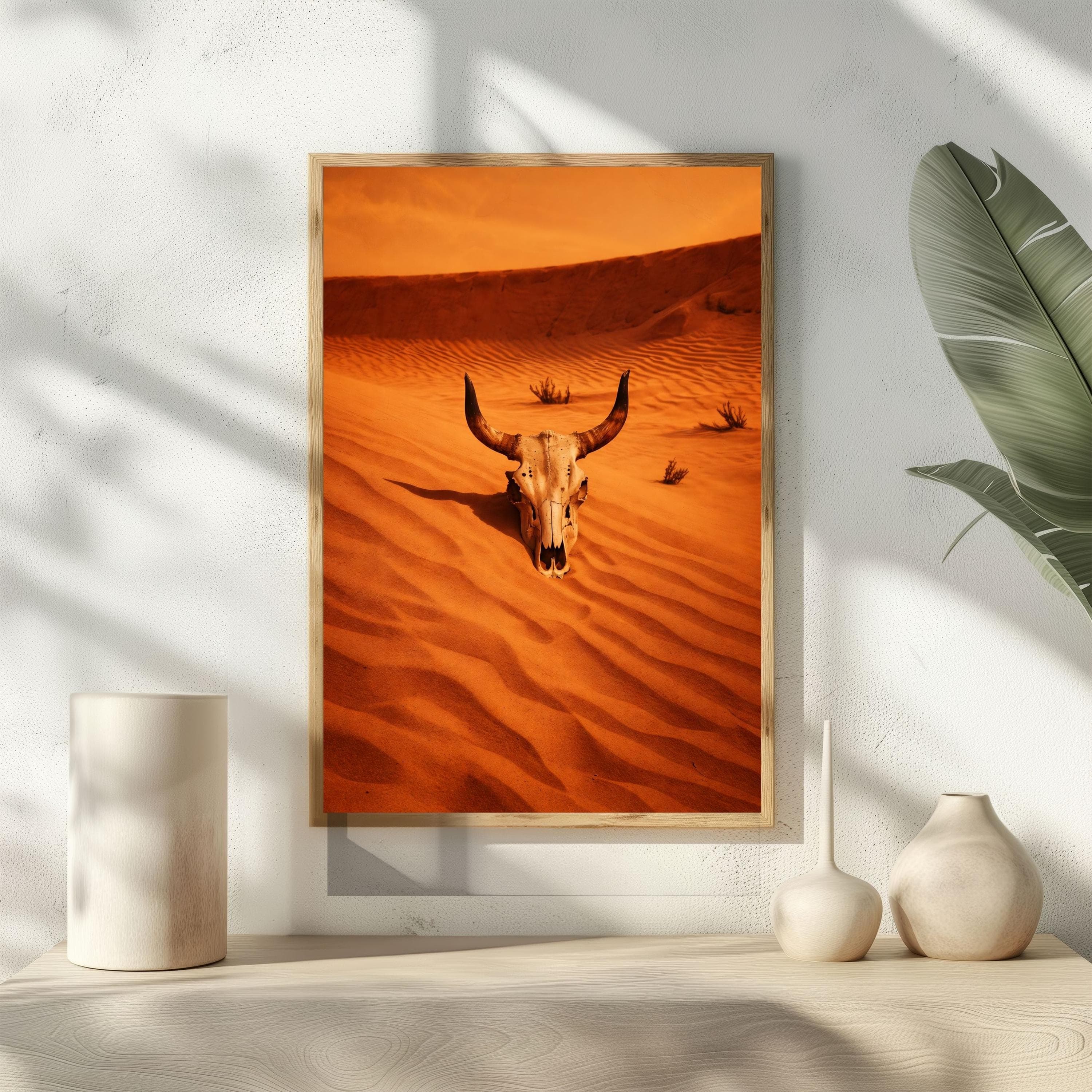 Western Gothic Poster, Cow Skull Desert Photography, Dark Americana Wall Art