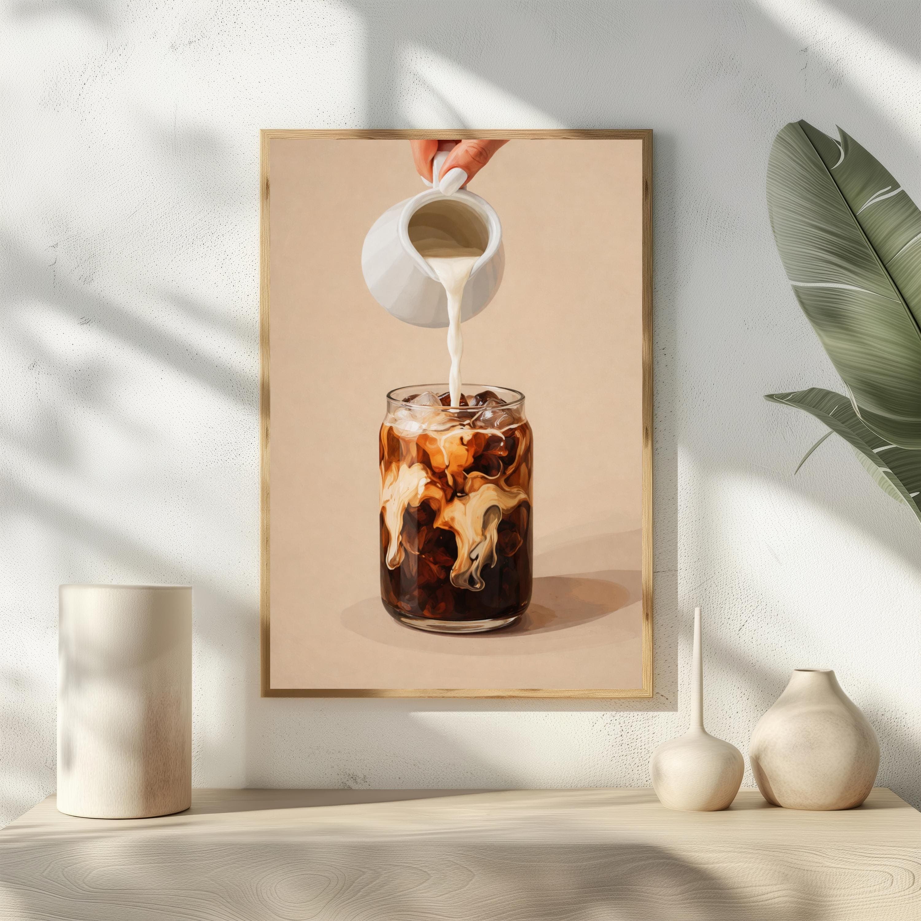 Iced Coffee Art Print, Creamy Swirl Latte, Kitchen Decor