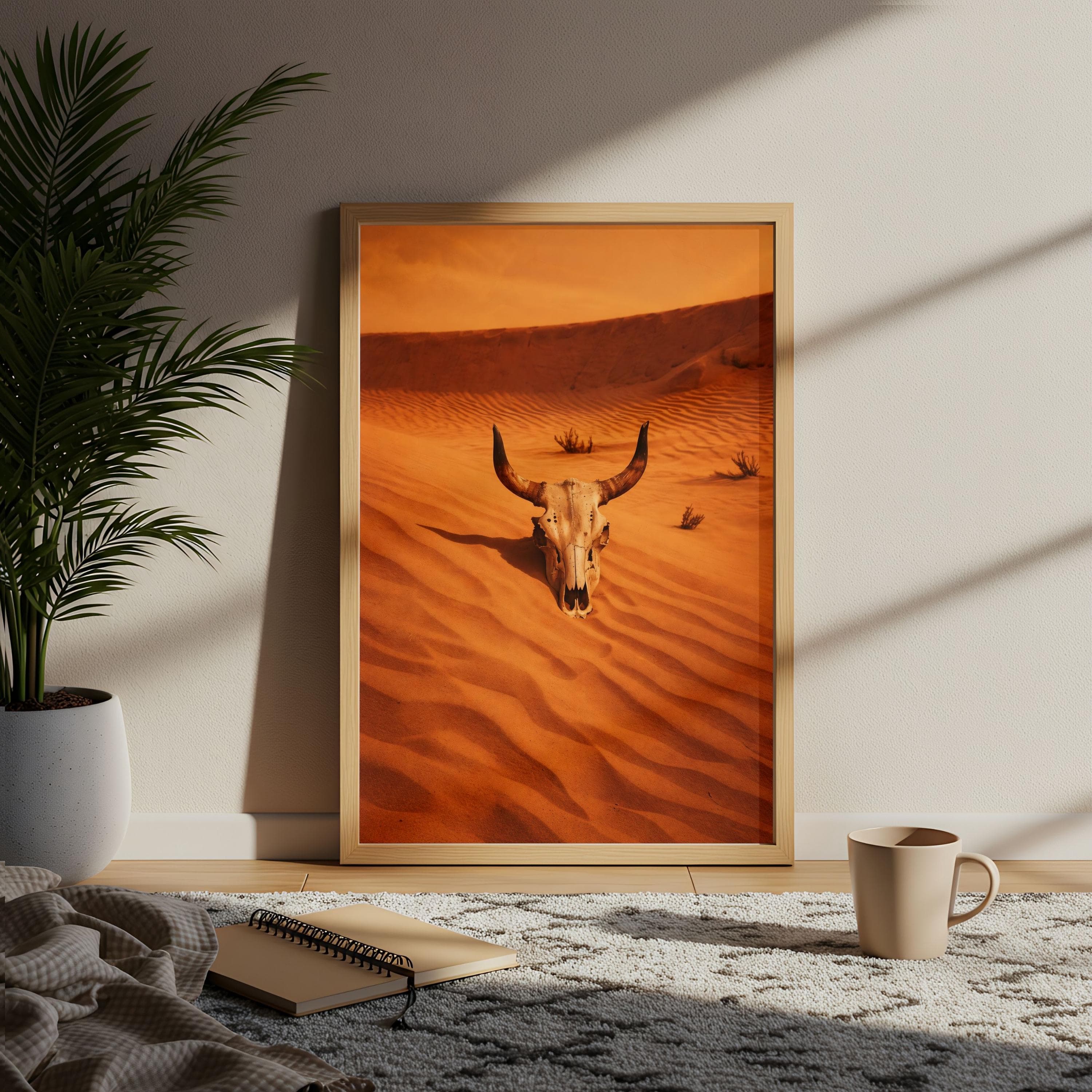Western Gothic Poster, Cow Skull Desert Photography, Dark Americana Wall Art - image 5