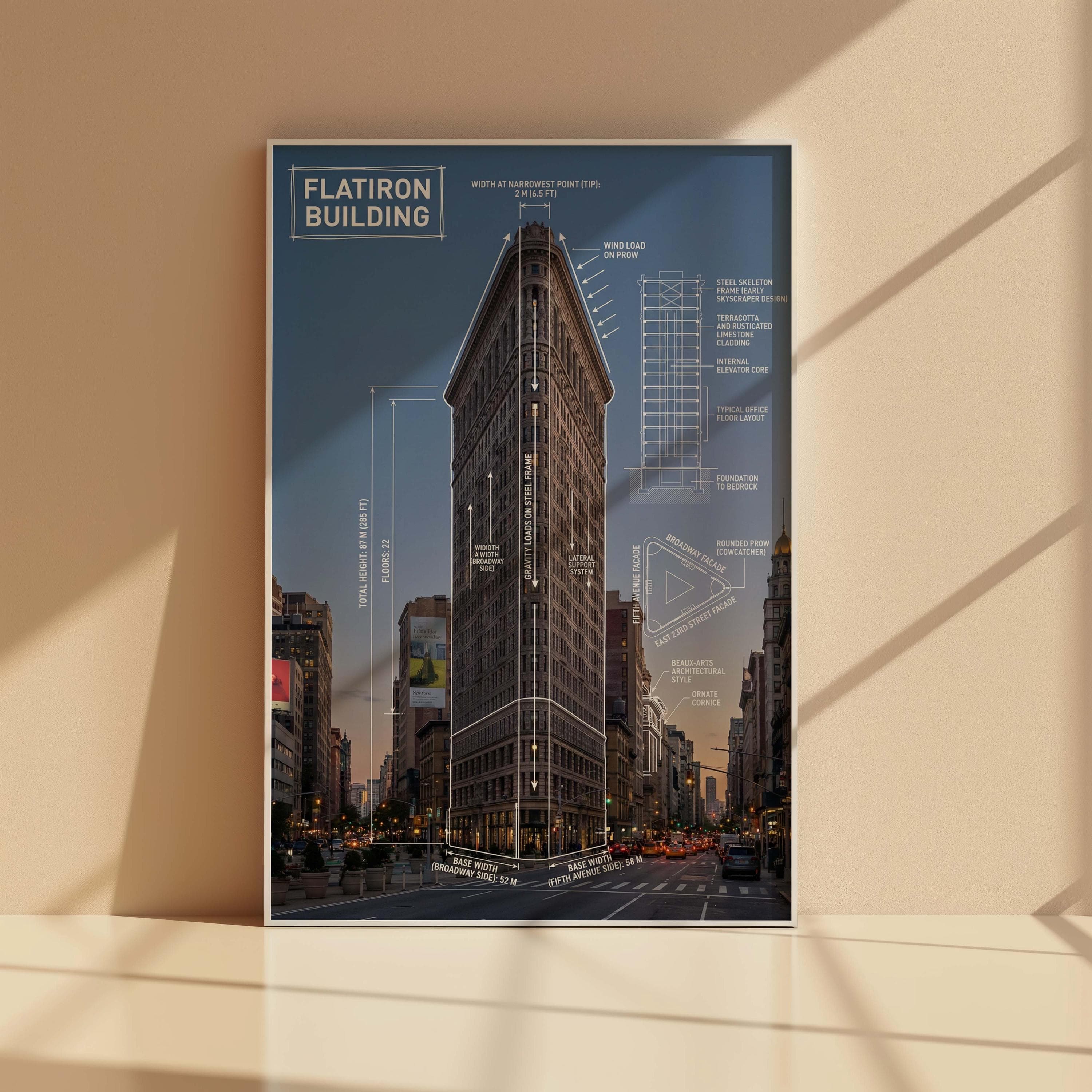 Flatiron Building Blueprint Poster | NYC Skyscraper Technical Drawing | Structural Engineer Gift | Architect Office Wall Art - image 3