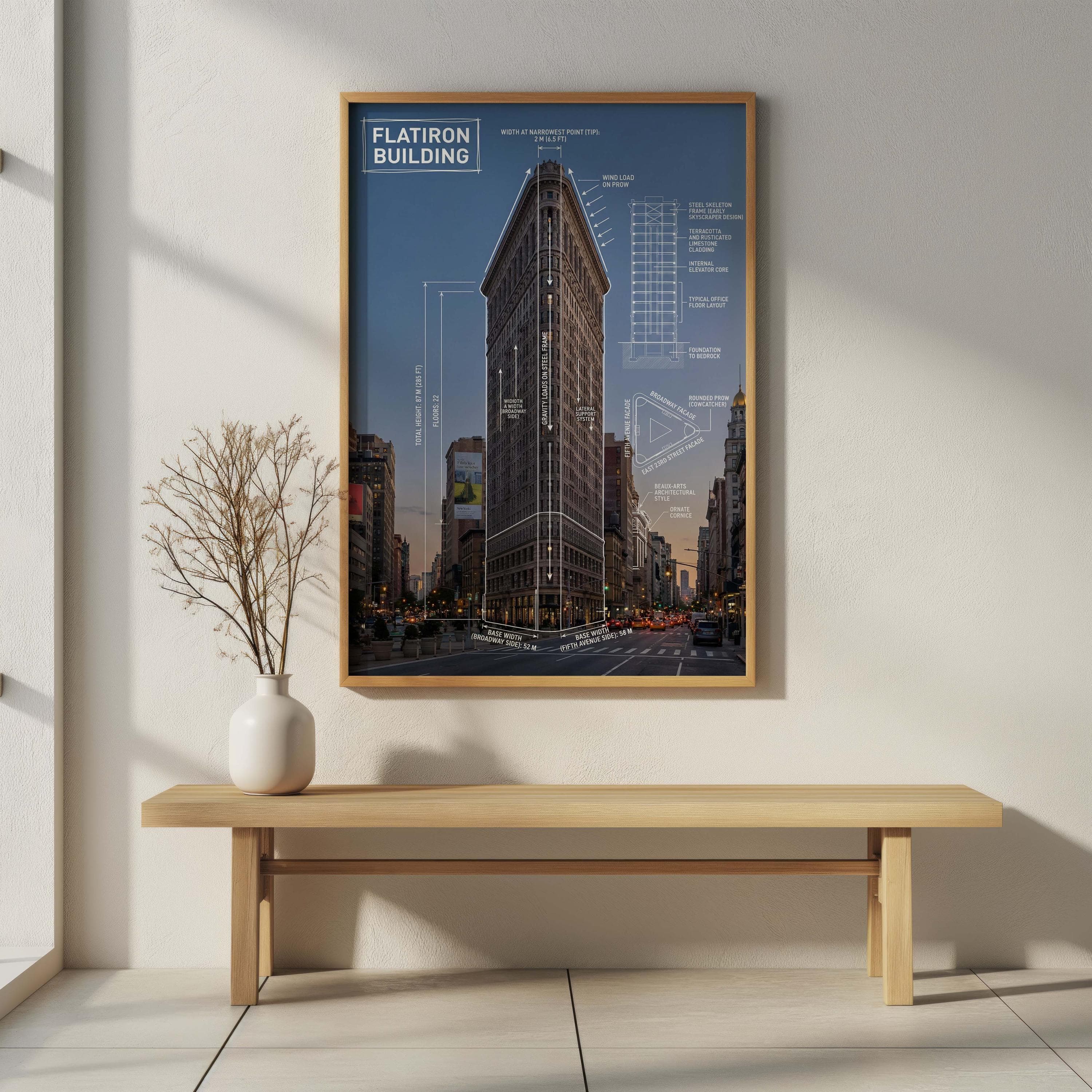 Flatiron Building Blueprint Poster | NYC Skyscraper Technical Drawing | Structural Engineer Gift | Architect Office Wall Art - image 4