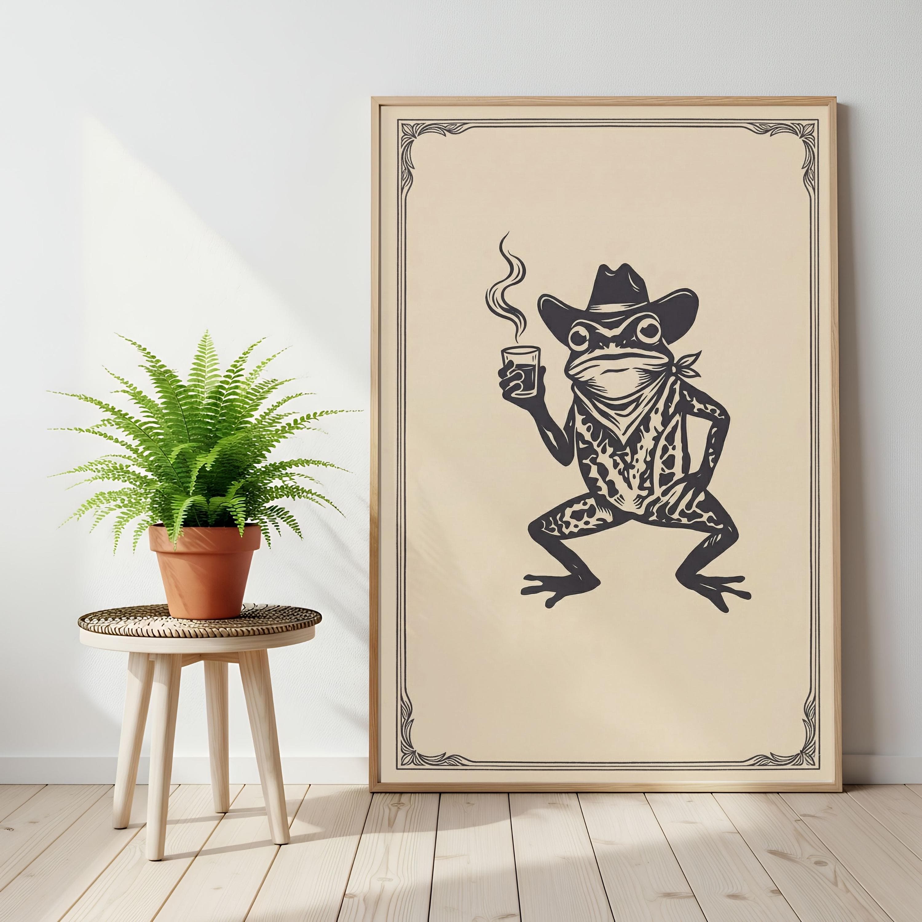 Cowboy Frog Poster, Western Gothic Wall Art, Goblincore Frog Vintage Print - image 3