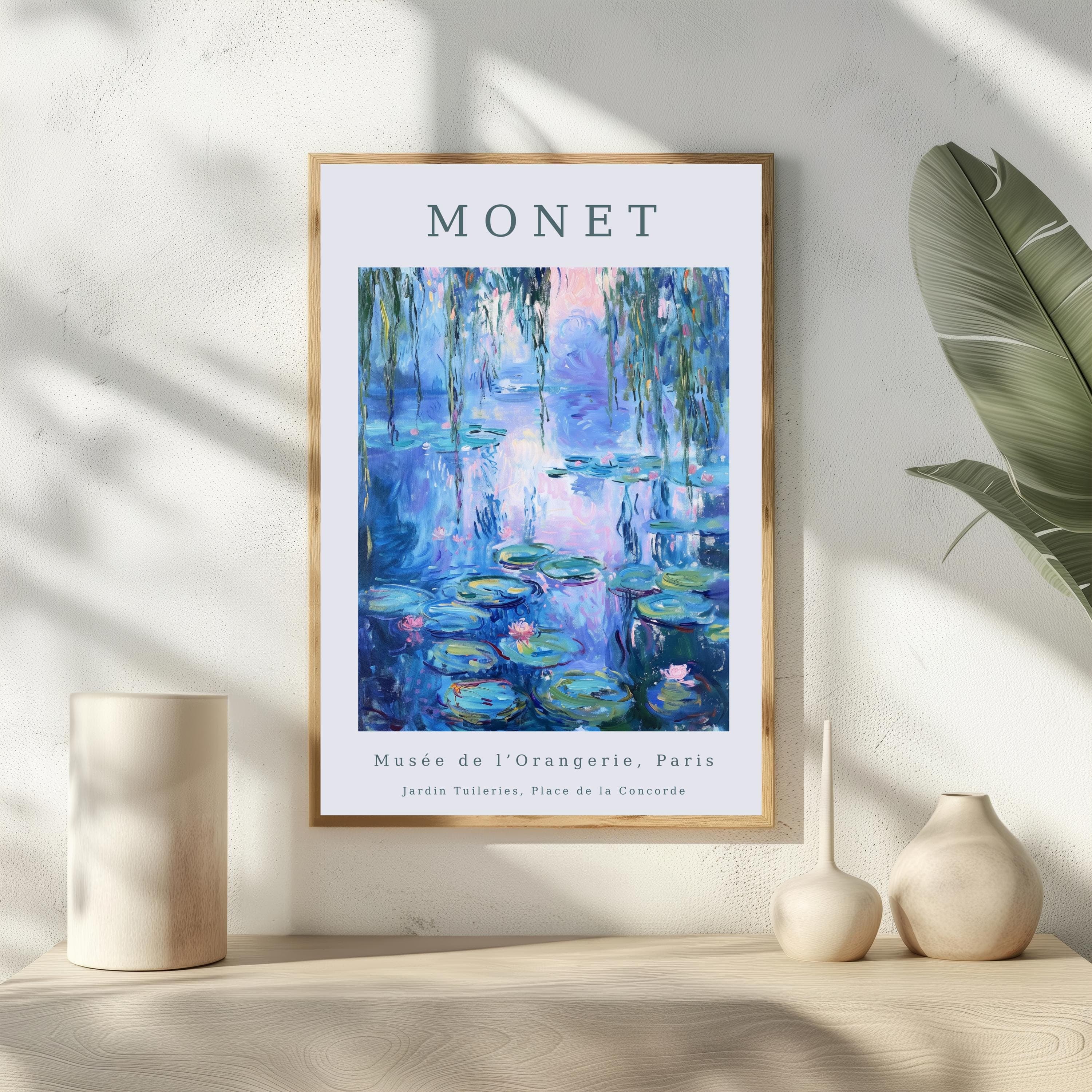 Monet Exhibition Poster, Musee de l Orangerie, Blue Water Lilies, Purple Willow