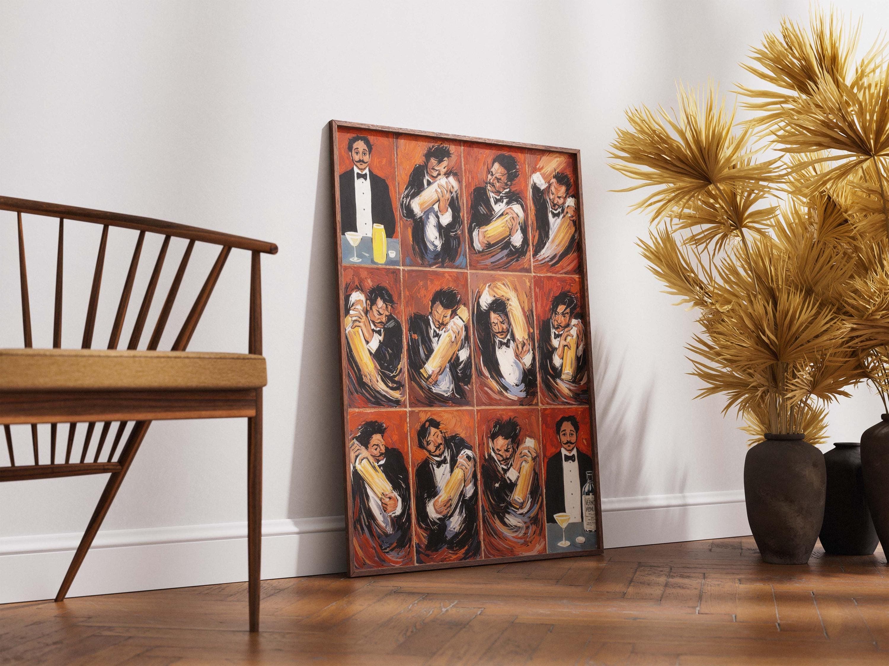 Guy Buffet Martini Print, Bartender Shaking Cocktail Art, Vintage Bar Wall Decor, 12 Panel Sequence Poster, Man Cave Gift, Mixology Art - image 4