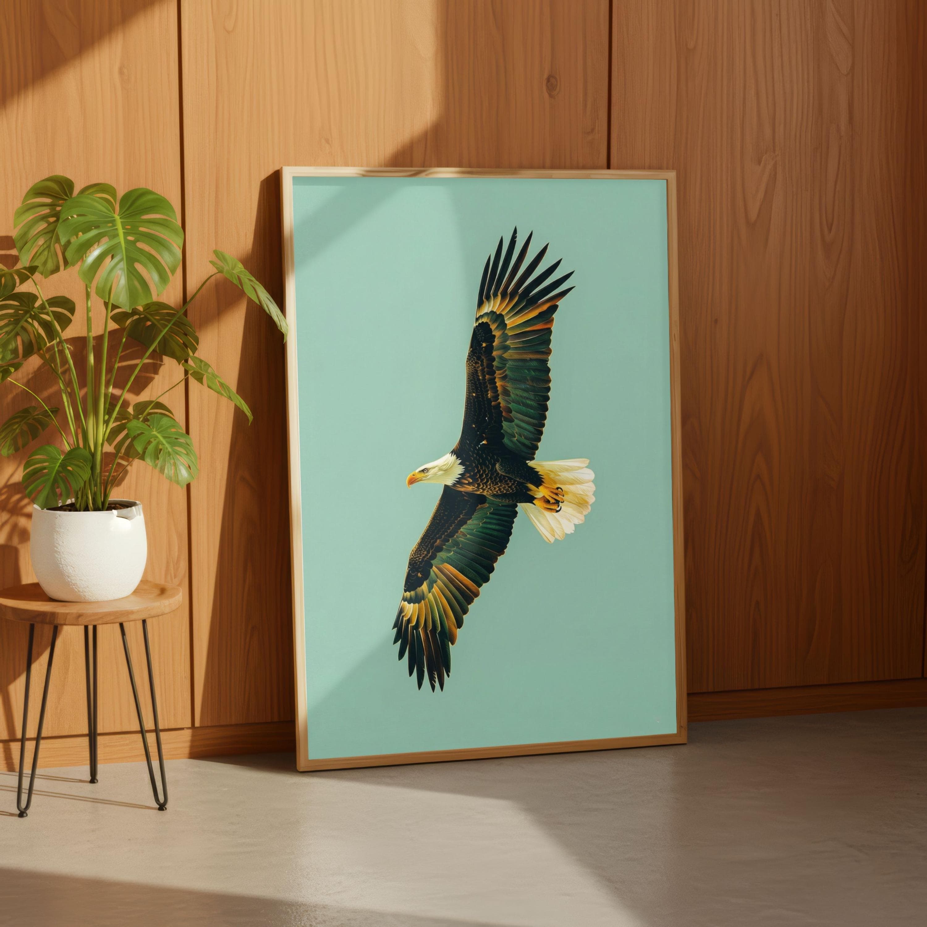 Bald Eagle Poster, Mint Green Wall Art, Flying Bird Print, Retro Pop Art Decor - image 4