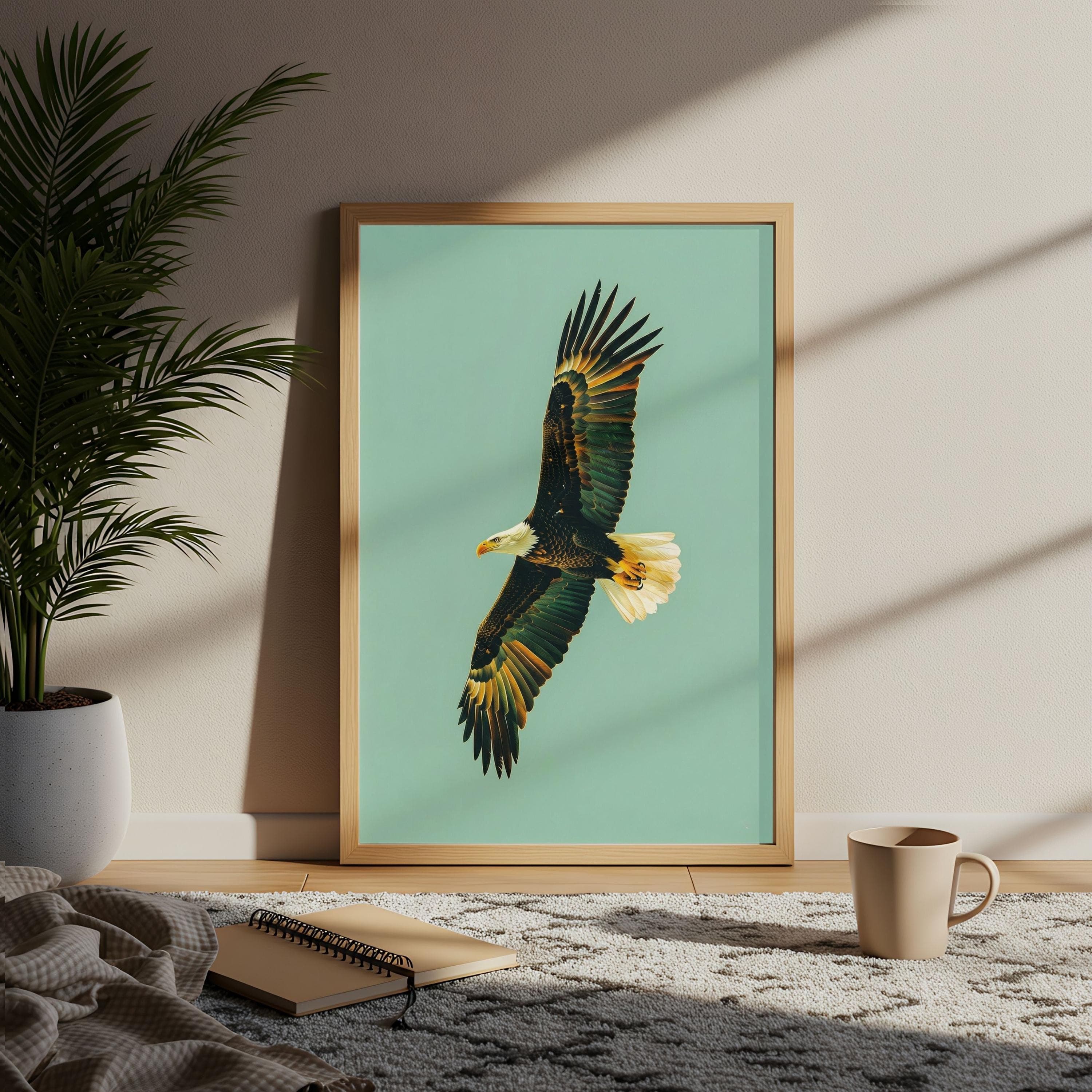Bald Eagle Poster, Mint Green Wall Art, Flying Bird Print, Retro Pop Art Decor - image 5