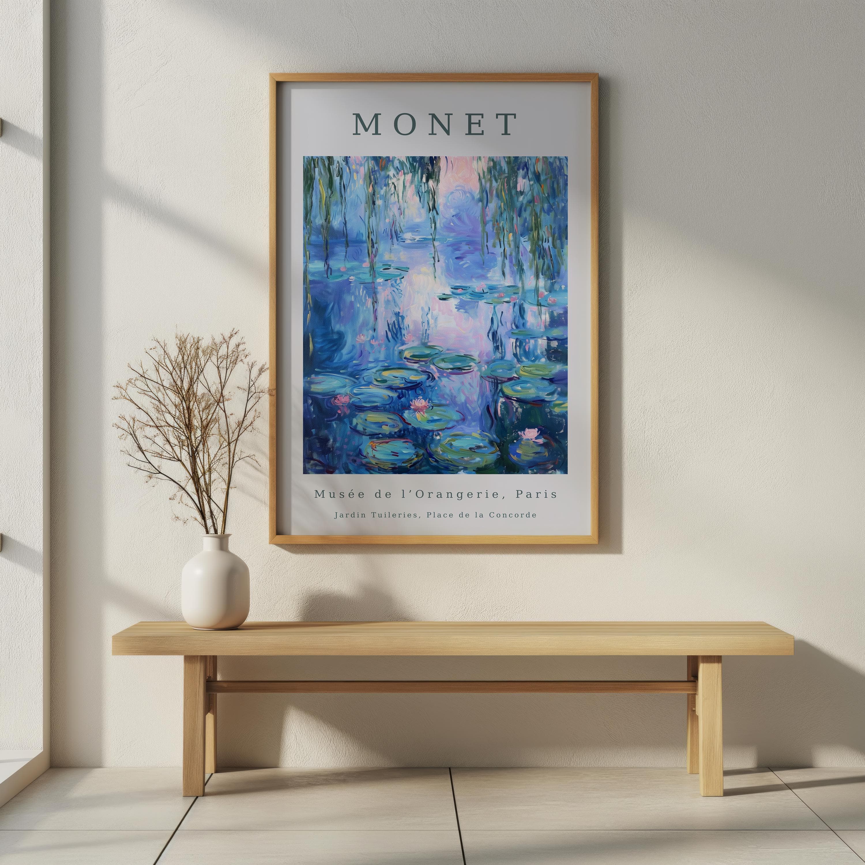 Monet Exhibition Poster, Musee de l Orangerie, Blue Water Lilies, Purple Willow - image 4