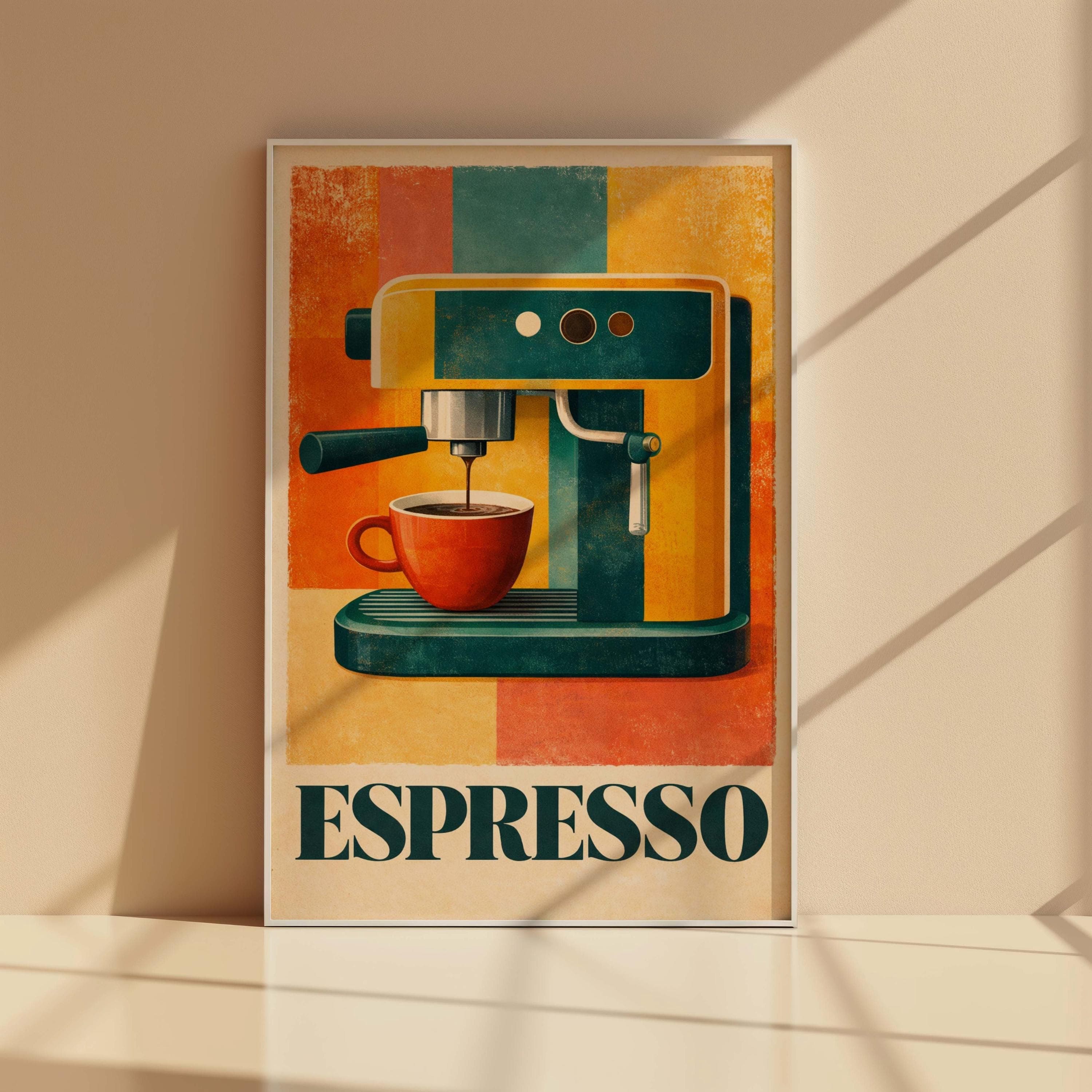 Mid Century Modern Espresso Poster, Retro Coffee Bar Wall Art, Bauhaus Kitchen Decor, Vintage Cafe Machine Print, Barista Gift - image 3
