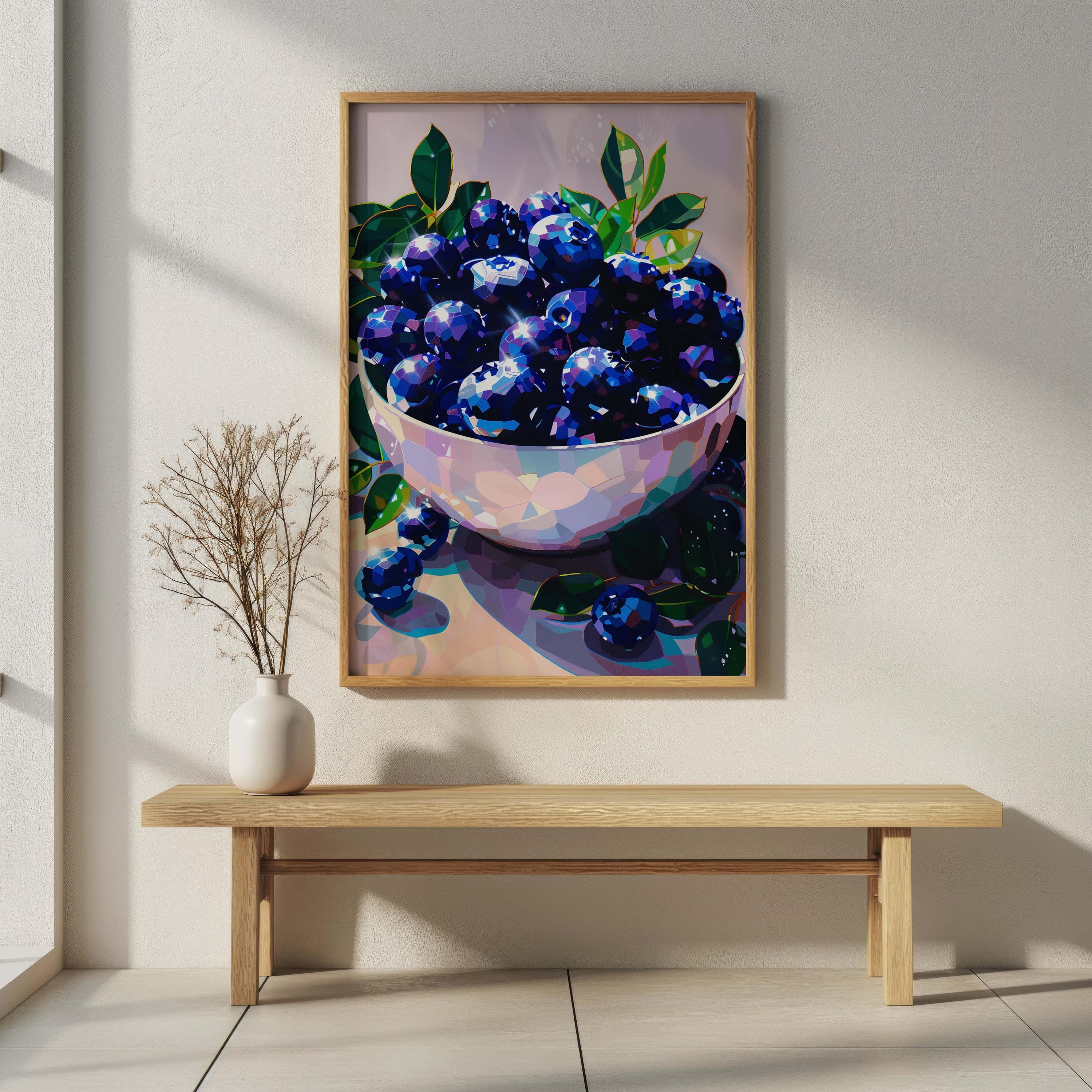 Blueberry Kitchen Poster, Indigo Fruit Art, Faceted Digital Print, Dopamine Decor Wall Art - image 4