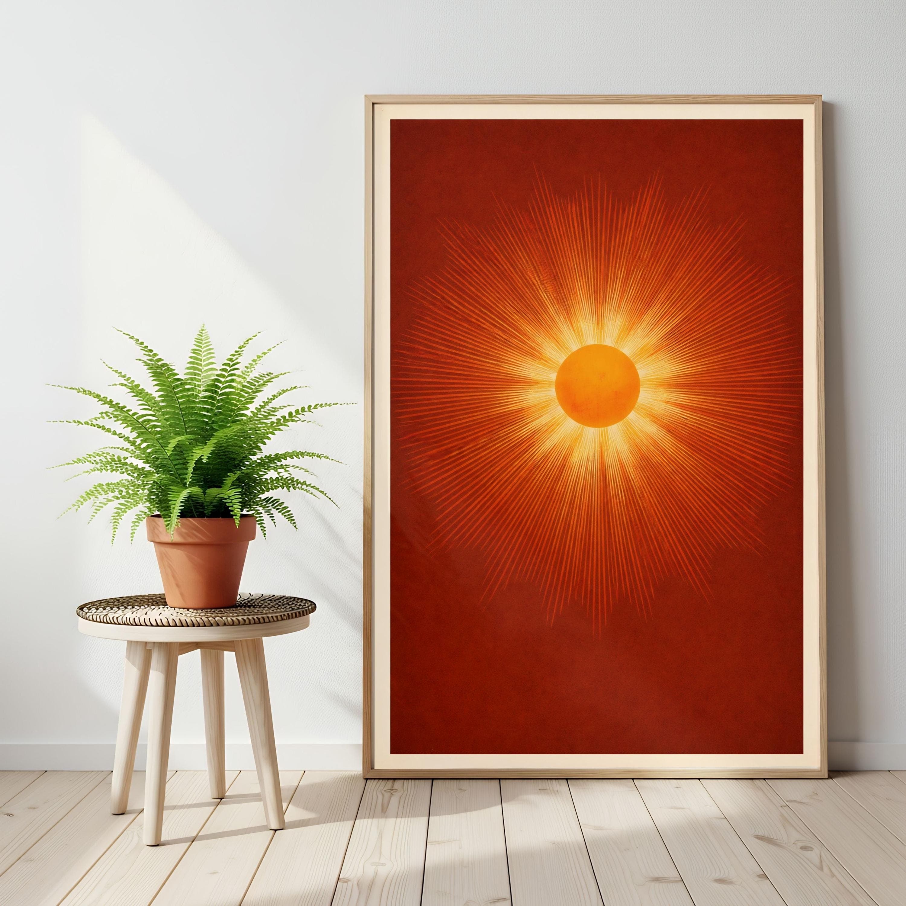 Retro Sunburst Poster, Mid Century Modern Burnt Orange Art, Aura Energy Print - image 3