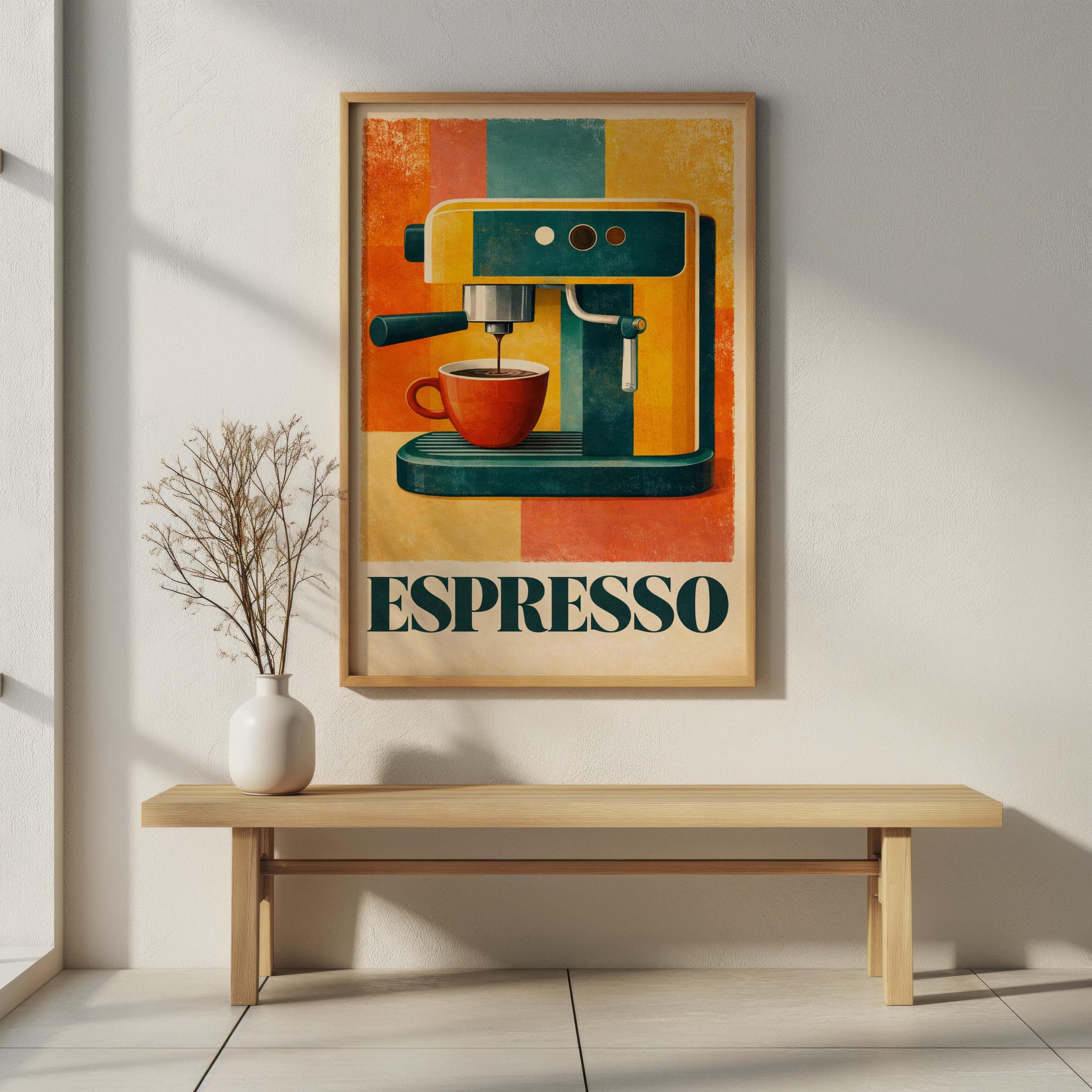 Mid Century Modern Espresso Poster, Retro Coffee Bar Wall Art, Bauhaus Kitchen Decor, Vintage Cafe Machine Print, Barista Gift - image 5