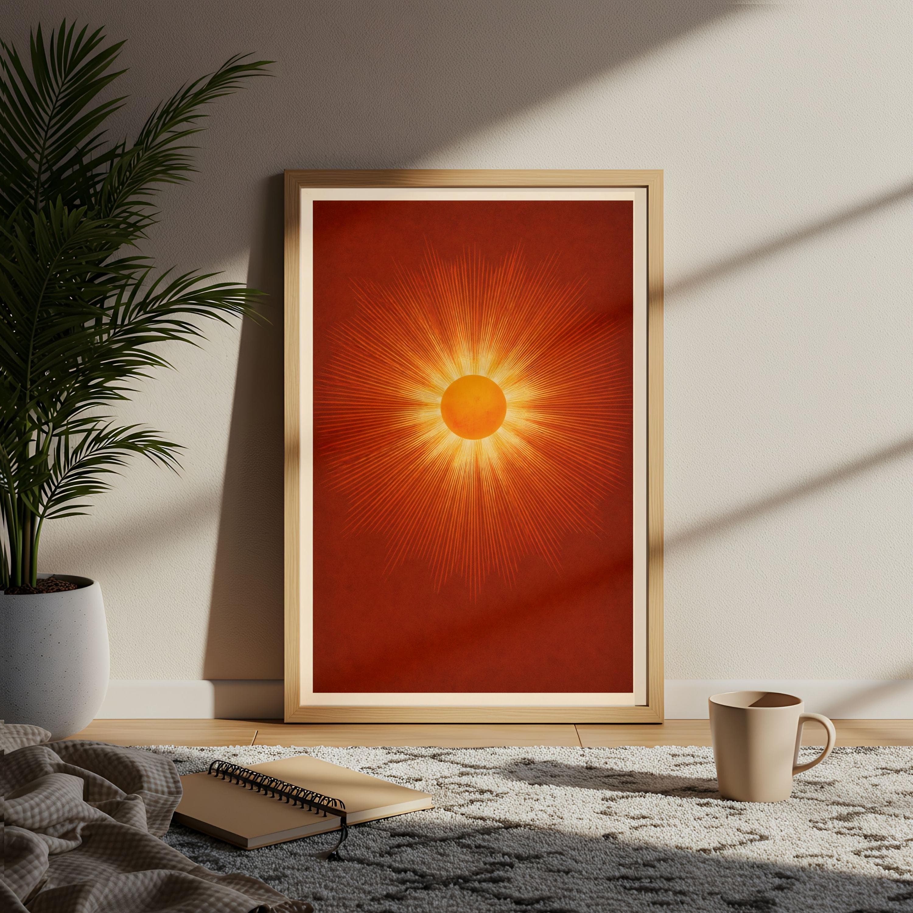 Retro Sunburst Poster, Mid Century Modern Burnt Orange Art, Aura Energy Print - image 5