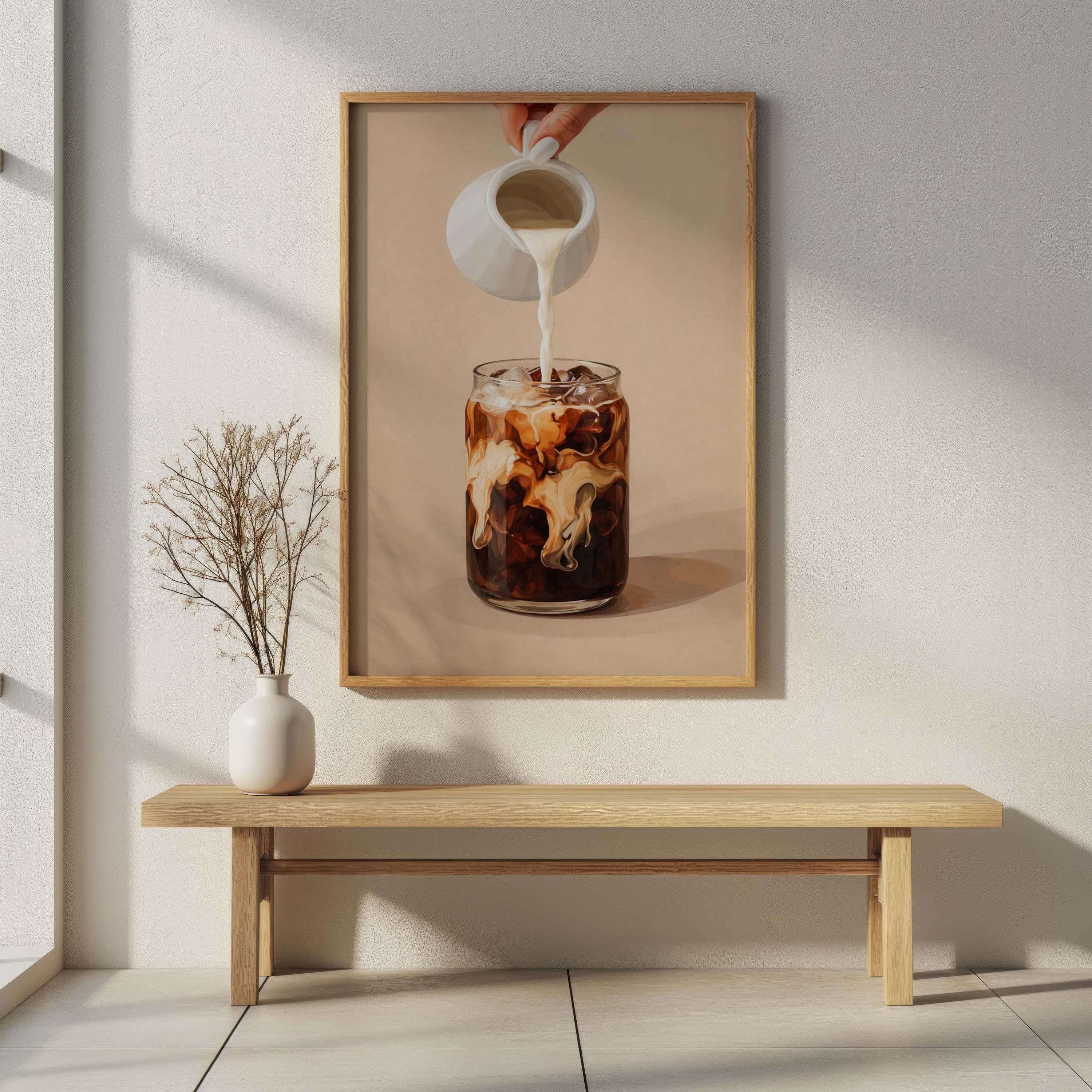 Iced Coffee Art Print, Creamy Swirl Latte, Kitchen Decor - image 5